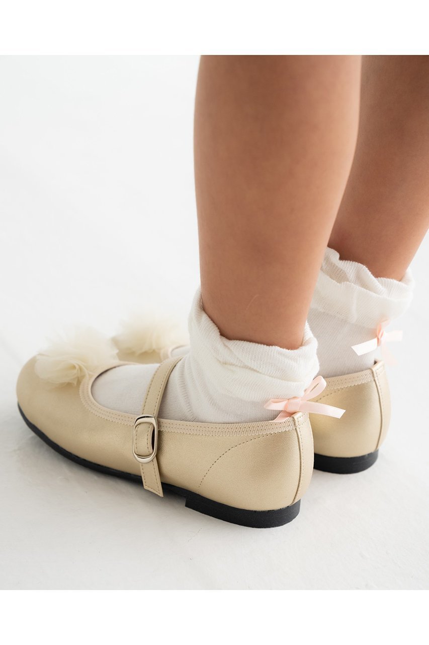【ポプキンズ/POMPKINS / KIDS】の【KIDS】チュール花付きシューズ ゴールド 21 人気、トレンドファッション・服の通販 founy(ファニー) 　ファッション　Fashion　キッズファッション　Fashion for Kids　シューズ　Shoes, Footwear　ソックス　Socks, Hosiery　チュール　Tulip, Tulip Motif　エレガント 上品　Elegant　other-8|ID: prp329100004482932 ipo3291000000036192226