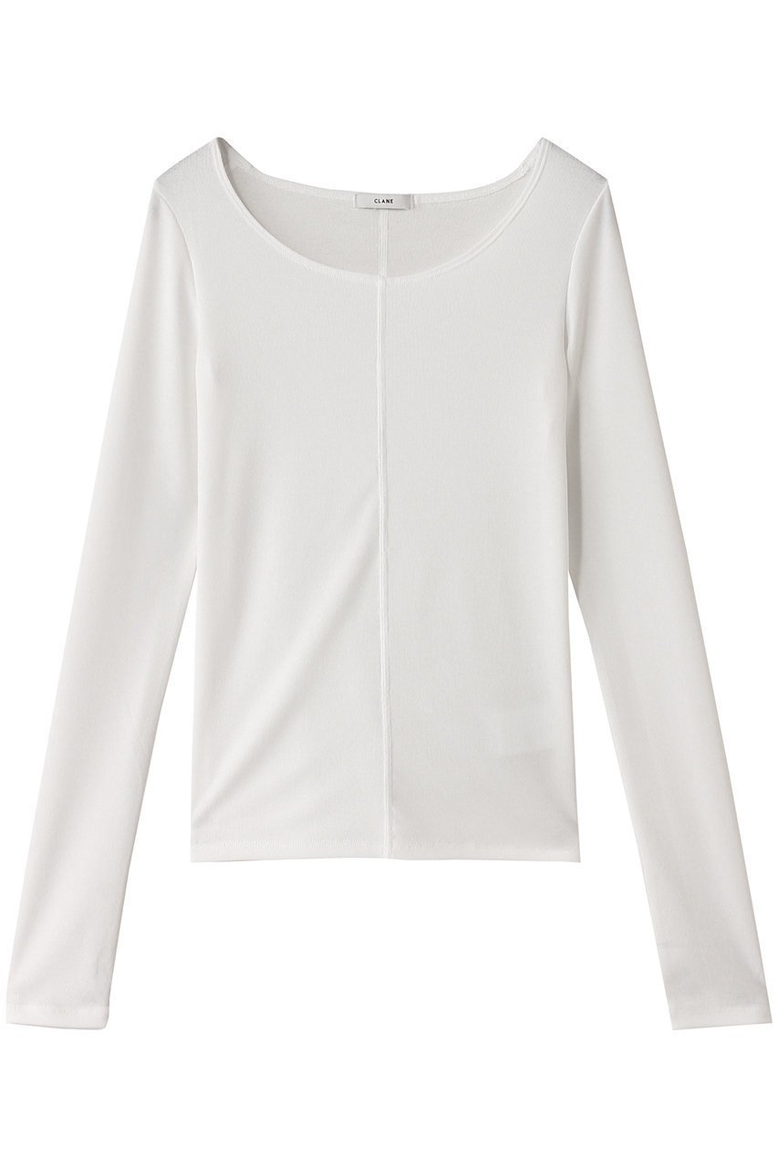 【クラネ/CLANE】のDEEP NECK LADY TOPS/カットソー 人気、トレンドファッション・服の通販 founy(ファニー) 　ファッション　Fashion　レディースファッション　Fashion for Women　トップス・カットソー　Cut & Sew Tops　シャツ・ブラウス・オフィスカジュアル　Elegant Blouses & Button-Ups　ロングTシャツ・Tシャツ　Longline T-Shirts & Tees　カットソー・ベーシックTシャツ　Cut-and-Sewn Tops / Stretch Tees & Basics　カットソー　Cut and Sewn Top　シアー　Sheer, See-Through　シンプル　Simple, Minimal　スリーブ　Sleeve, Long Sleeve / Short Sleeve　センター　Center, Center Line　フロント　Front, Front Design　ロング　Long, Long-Length　長袖　Long Sleeve, Full Sleeve　 other-1|ID: prp329100004482942 ipo3291000000032853722
