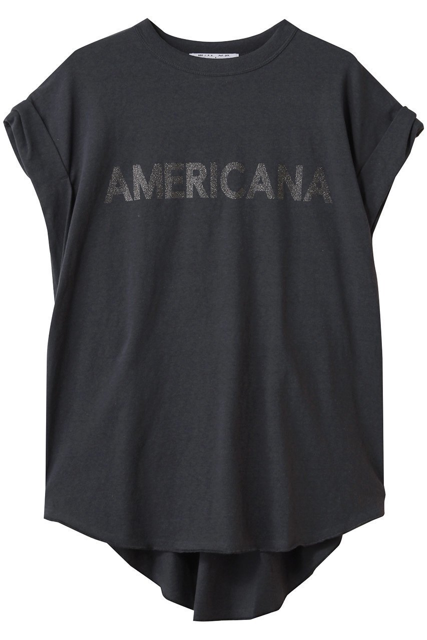 【アメリカーナ/Americana】のラフィー天竺ロールアップ ロゴTシャツ インテリア・キッズ・メンズ・レディースファッション・服の通販 founy(ファニー) 　ファッション　Fashion　レディースファッション　WOMEN　トップス・カットソー　Tops/Tshirt　シャツ/ブラウス　Shirts/Blouses　ロング / Tシャツ　T-Shirts　カットソー　Cut and Sewn　ショート　Short　スリーブ　Sleeve　プリント　Print　ボトム　Bottom　ロールアップ　Roll Up　スミクロ|ID: prp329100004482944 ipo3291000000031603159