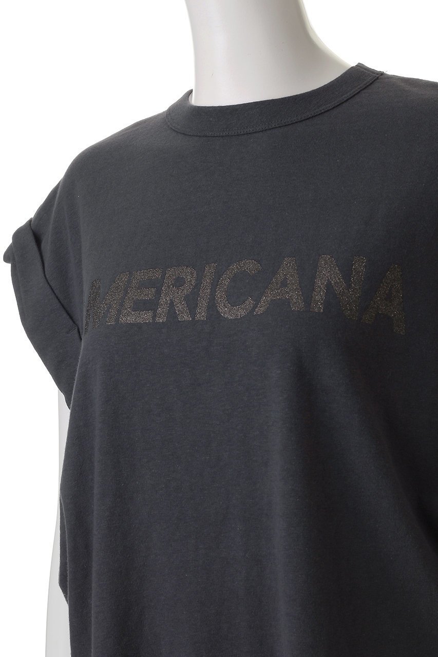 【アメリカーナ/Americana】のラフィー天竺ロールアップ ロゴTシャツ 人気、トレンドファッション・服の通販 founy(ファニー) 　ファッション　Fashion　レディースファッション　WOMEN　トップス・カットソー　Tops/Tshirt　シャツ/ブラウス　Shirts/Blouses　ロング / Tシャツ　T-Shirts　カットソー　Cut and Sewn　ショート　Short　スリーブ　Sleeve　プリント　Print　ボトム　Bottom　ロールアップ　Roll Up　other-5|ID: prp329100004482944 ipo3291000000031603163