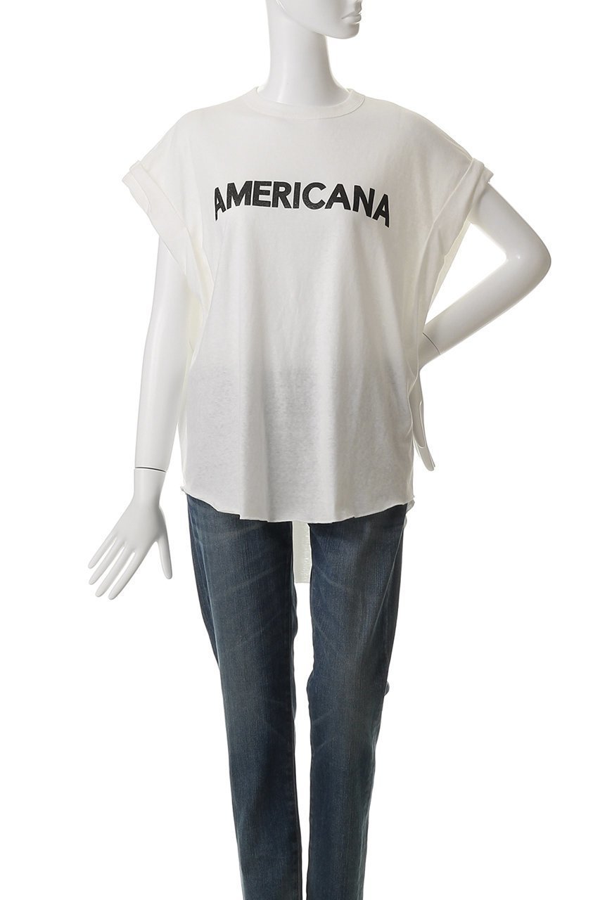 【アメリカーナ/Americana】のラフィー天竺ロールアップ ロゴTシャツ 人気、トレンドファッション・服の通販 founy(ファニー) 　ファッション　Fashion　レディースファッション　Fashion for Women　トップス・カットソー　Cut & Sew Tops　シャツ・ブラウス・オフィスカジュアル　Elegant Blouses & Button-Ups　ロングTシャツ・Tシャツ　Longline T-Shirts & Tees　カットソー・ベーシックTシャツ　Cut-and-Sewn Tops / Stretch Tees & Basics　ショート　Short, Short Length　スリーブ　Sleeve, Long Sleeve / Short Sleeve　プリント　Print, Printed Pattern　ボトム　Bottoms, Lower Wear　ロールアップ　Roll-Up, Cuffed Hem　other-2|ID: prp329100004482944 ipo3291000000033821637