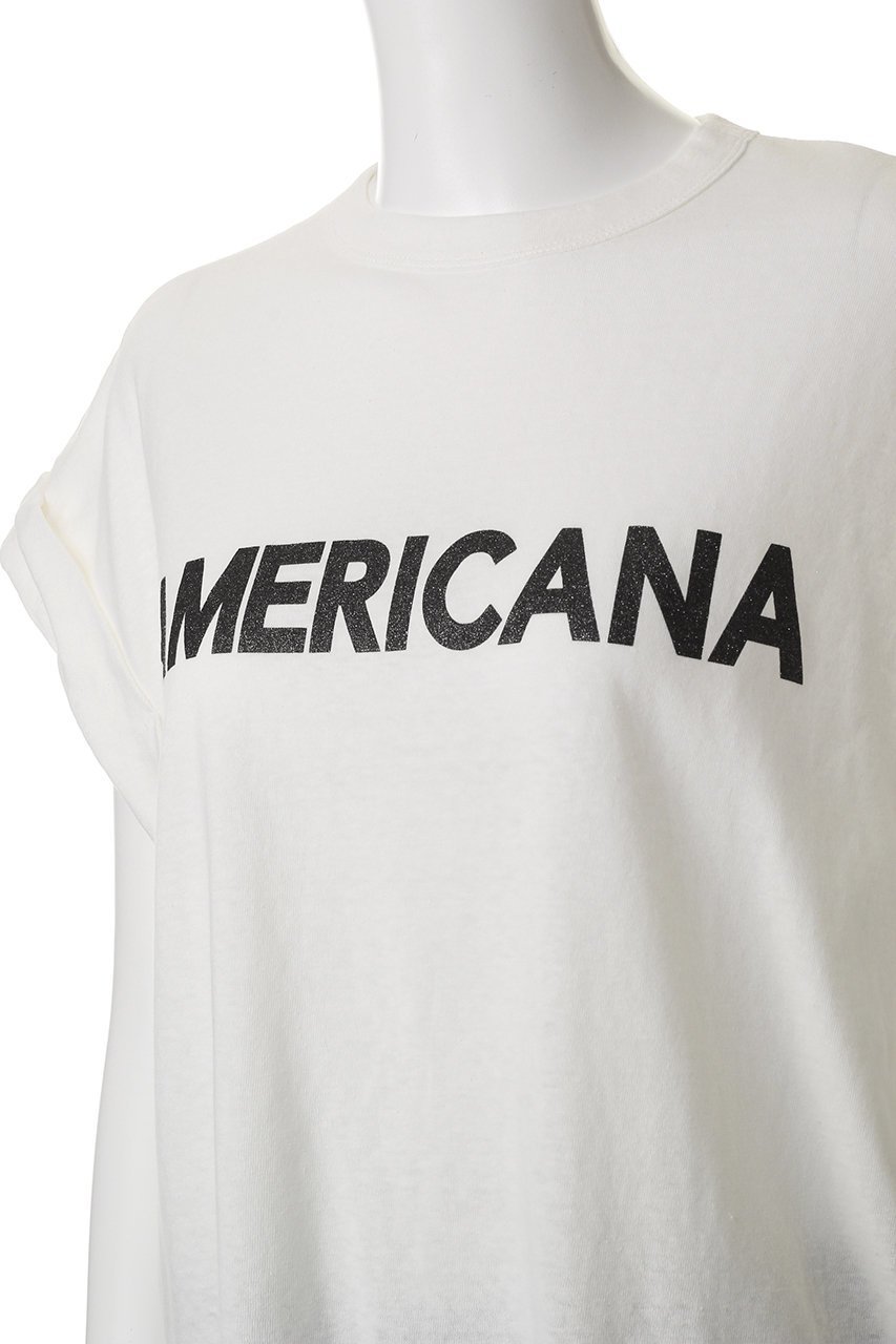 【アメリカーナ/Americana】のラフィー天竺ロールアップ ロゴTシャツ 人気、トレンドファッション・服の通販 founy(ファニー) 　ファッション　Fashion　レディースファッション　Fashion for Women　トップス・カットソー　Cut & Sew Tops　シャツ・ブラウス・オフィスカジュアル　Elegant Blouses & Button-Ups　ロングTシャツ・Tシャツ　Longline T-Shirts & Tees　カットソー・ベーシックTシャツ　Cut-and-Sewn Tops / Stretch Tees & Basics　ショート　Short, Short Length　スリーブ　Sleeve, Long Sleeve / Short Sleeve　プリント　Print, Printed Pattern　ボトム　Bottoms, Lower Wear　ロールアップ　Roll-Up, Cuffed Hem　other-5|ID: prp329100004482944 ipo3291000000033821640