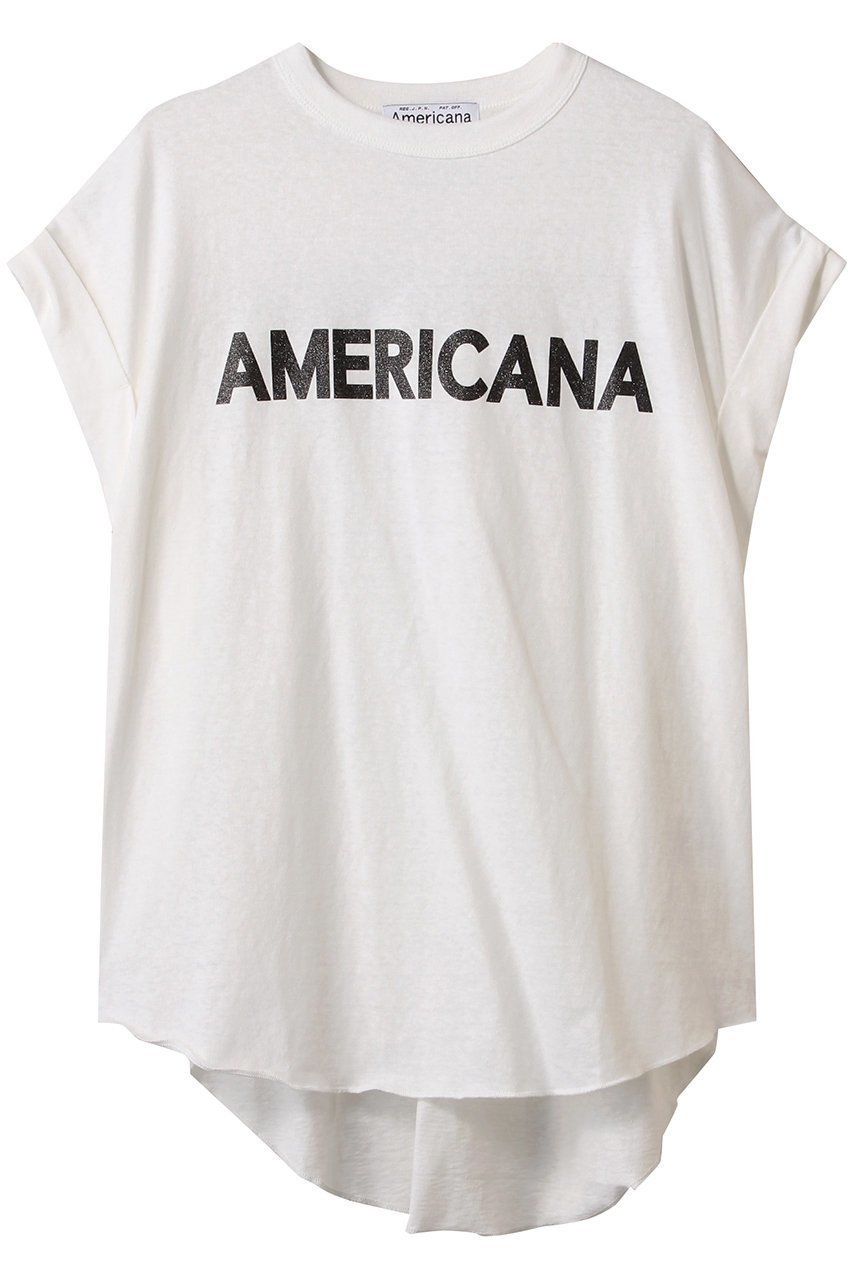 【アメリカーナ/Americana】のラフィー天竺ロールアップ ロゴTシャツ 人気、トレンドファッション・服の通販 founy(ファニー) ファッション Fashion レディースファッション Fashion for Women トップス・カットソー Cut & Sew Tops シャツ・ブラウス・オフィスカジュアル Elegant Blouses & Button-Ups ロングTシャツ・Tシャツ Longline T-Shirts & Tees カットソー・ベーシックTシャツ Cut-and-Sewn Tops / Stretch Tees & Basics ショート Short, Short Length スリーブ Sleeve, Long Sleeve / Short Sleeve プリント Print, Printed Pattern ボトム Bottoms, Lower Wear ロールアップ Roll-Up, Cuffed Hem other-1|ID: prp329100004482944 ipo3291000000035343116