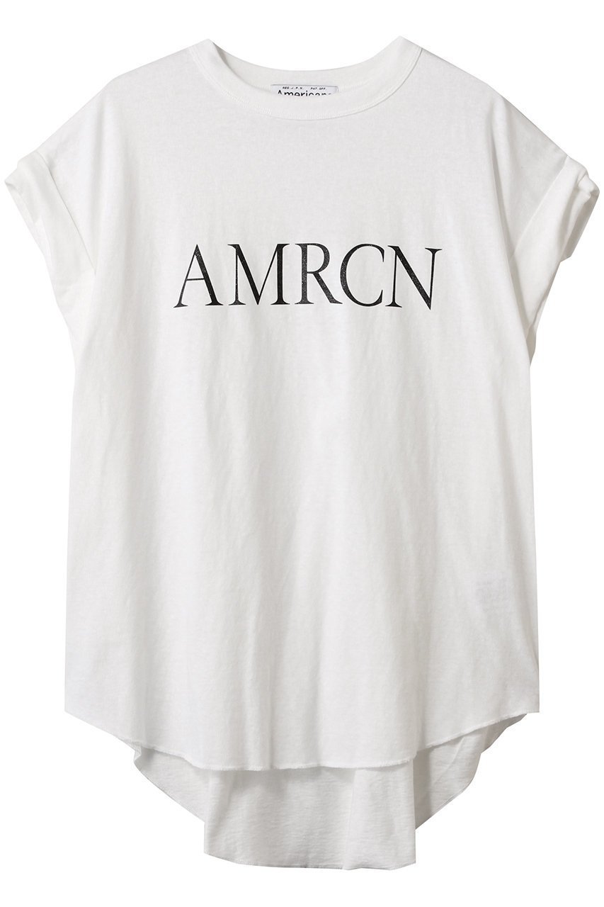 【アメリカーナ/Americana】のAMRCN ラフィー天竺ロールアップ ロゴTシャツ インテリア・キッズ・メンズ・レディースファッション・服の通販 founy(ファニー) 　ファッション　Fashion　レディースファッション　Fashion for Women　トップス・カットソー　Cut & Sew Tops　シャツ・ブラウス・オフィスカジュアル　Elegant Blouses & Button-Ups　ロングTシャツ・Tシャツ　Longline T-Shirts & Tees　カットソー・ベーシックTシャツ　Cut-and-Sewn Tops / Stretch Tees & Basics　ショート　Short, Short Length　スリーブ　Sleeve, Long Sleeve / Short Sleeve　ロールアップ　Roll-Up, Cuffed Hem　ワイド　Wide, Wide Fit　オフホワイト|ID: prp329100004482945 ipo3291000000032853811
