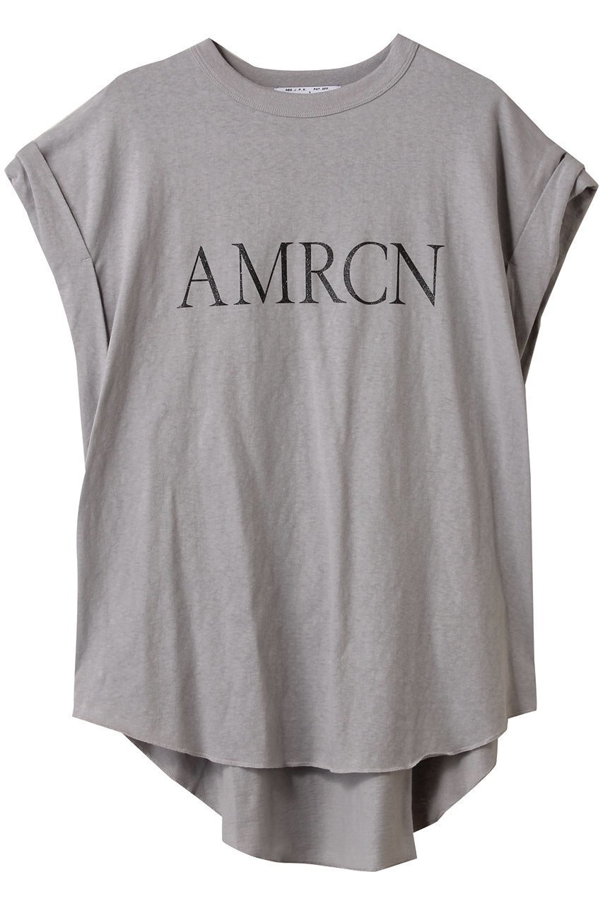 【アメリカーナ/Americana】のAMRCN ラフィー天竺ロールアップ ロゴTシャツ インテリア・キッズ・メンズ・レディースファッション・服の通販 founy(ファニー) 　ファッション　Fashion　レディースファッション　Fashion for Women　トップス・カットソー　Cut & Sew Tops　シャツ・ブラウス・オフィスカジュアル　Elegant Blouses & Button-Ups　ロングTシャツ・Tシャツ　Longline T-Shirts & Tees　カットソー・ベーシックTシャツ　Cut-and-Sewn Tops / Stretch Tees & Basics　ショート　Short, Short Length　スリーブ　Sleeve, Long Sleeve / Short Sleeve　ロールアップ　Roll-Up, Cuffed Hem　ワイド　Wide, Wide Fit　グレージュ|ID: prp329100004482945 ipo3291000000032853820