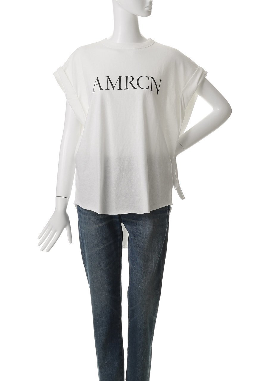 【アメリカーナ/Americana】のAMRCN ラフィー天竺ロールアップ ロゴTシャツ 人気、トレンドファッション・服の通販 founy(ファニー) 　ファッション　Fashion　レディースファッション　Fashion for Women　トップス・カットソー　Cut & Sew Tops　シャツ・ブラウス・オフィスカジュアル　Elegant Blouses & Button-Ups　ロングTシャツ・Tシャツ　Longline T-Shirts & Tees　カットソー・ベーシックTシャツ　Cut-and-Sewn Tops / Stretch Tees & Basics　ショート　Short, Short Length　スリーブ　Sleeve, Long Sleeve / Short Sleeve　ロールアップ　Roll-Up, Cuffed Hem　ワイド　Wide, Wide Fit　other-2|ID: prp329100004482945 ipo3291000000033821641