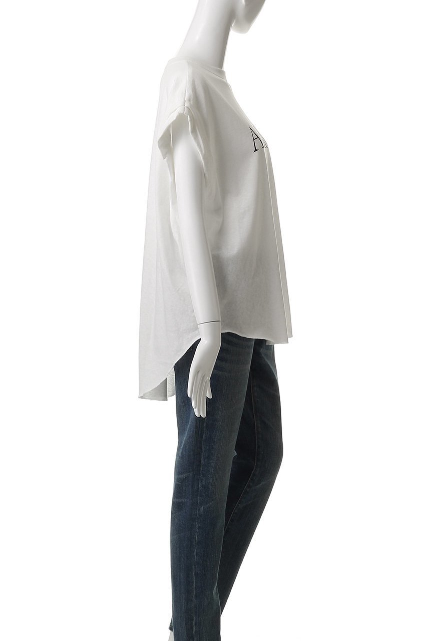 【アメリカーナ/Americana】のAMRCN ラフィー天竺ロールアップ ロゴTシャツ 人気、トレンドファッション・服の通販 founy(ファニー) 　ファッション　Fashion　レディースファッション　Fashion for Women　トップス・カットソー　Cut & Sew Tops　シャツ・ブラウス・オフィスカジュアル　Elegant Blouses & Button-Ups　ロングTシャツ・Tシャツ　Longline T-Shirts & Tees　カットソー・ベーシックTシャツ　Cut-and-Sewn Tops / Stretch Tees & Basics　ショート　Short, Short Length　スリーブ　Sleeve, Long Sleeve / Short Sleeve　ロールアップ　Roll-Up, Cuffed Hem　ワイド　Wide, Wide Fit　other-3|ID: prp329100004482945 ipo3291000000035420770