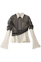 【プランク プロジェクト/PRANK PROJECT】のチュールレイヤードフリルヘムジャガードシャツ / Tulle layered ruffle hem fabric shirt WHT(ホワイト)|ID: prp329100004482949 ipo3291000000036070932
