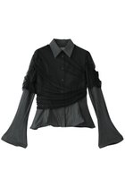 【プランク プロジェクト/PRANK PROJECT】のチュールレイヤードフリルヘムジャガードシャツ / Tulle layered ruffle hem fabric shirt GRY(グレー)|ID: prp329100004482949 ipo3291000000036395613