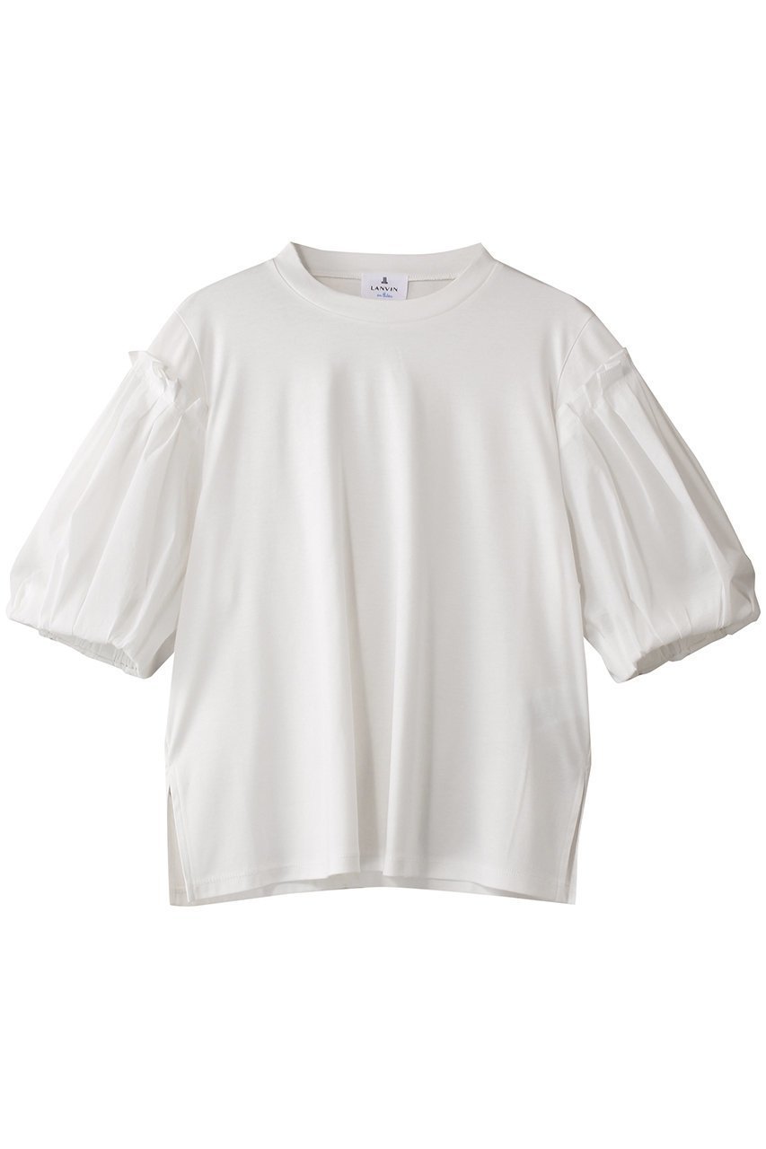 【ランバン オン ブルー/LANVIN en Bleu】のタックスリーブコンビカットソー 人気、トレンドファッション・服の通販 founy(ファニー) 　ファッション　Fashion　レディースファッション　Fashion for Women　トップス・カットソー　Cut & Sew Tops　シャツ・ブラウス・オフィスカジュアル　Elegant Blouses & Button-Ups　ロングTシャツ・Tシャツ　Longline T-Shirts & Tees　カットソー・ベーシックTシャツ　Cut-and-Sewn Tops / Stretch Tees & Basics　カットソー　Cut and Sewn Top　ショート　Short, Short Length　シンプル　Simple, Minimal　スリーブ　Sleeve, Long Sleeve / Short Sleeve　 other-1|ID: prp329100004482972 ipo3291000000032854915