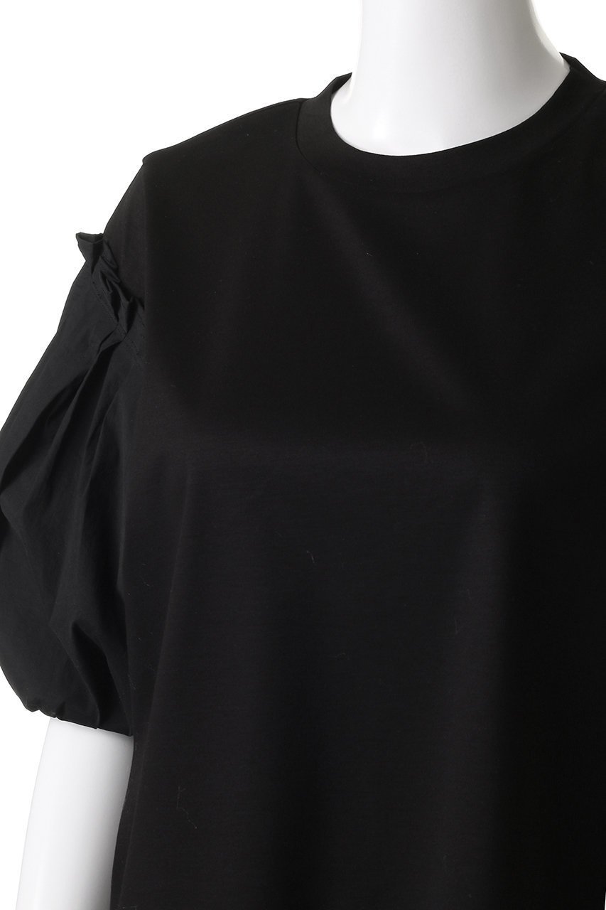 【ランバン オン ブルー/LANVIN en Bleu】のタックスリーブコンビカットソー 人気、トレンドファッション・服の通販 founy(ファニー) 　ファッション　Fashion　レディースファッション　Fashion for Women　トップス・カットソー　Cut & Sew Tops　シャツ・ブラウス・オフィスカジュアル　Elegant Blouses & Button-Ups　ロングTシャツ・Tシャツ　Longline T-Shirts & Tees　カットソー・ベーシックTシャツ　Cut-and-Sewn Tops / Stretch Tees & Basics　カットソー　Cut and Sewn Top　ショート　Short, Short Length　シンプル　Simple, Minimal　スリーブ　Sleeve, Long Sleeve / Short Sleeve　other-5|ID: prp329100004482972 ipo3291000000032854944