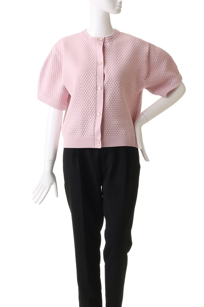 【エリオポール/heliopole】のポップコーンニットビジューボタンカーディガン 人気、トレンドファッション・服の通販 founy(ファニー) 　ファッション　Fashion　レディースファッション　Fashion for Women　トップス・カットソー　Cut & Sew Tops　ニット　Knit Tops & Sweaters　カーディガン・羽織り　Layered Style Cardigans　カーディガン　Cardigan, Knitwear　ショルダー　Shoulder, Shoulder Strap　デニム　Denim, Jeans Material　ドロップ　Drop Shoulder, Dropped Style　フェミニン　Feminine, Girly　半袖　Short Sleeve, Half Sleeve　other-2|ID: prp329100004482973 ipo3291000000032630048