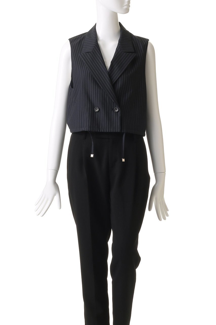 【エリオポール/heliopole】のクロップドテーラードベスト 人気、トレンドファッション・服の通販 founy(ファニー) 　ファッション　Fashion　レディースファッション　Fashion for Women　アウター　Coat / Outerwear Collection　レディースジャケット・軽アウター　Jackets　おすすめ　Recommended / Our Picks　クロップド　Cropped, Short Length　クール　Cool, Chic　ジャケット　Jacket, Outerwear　ストライプ　Stripe, Striped Pattern　セットアップ　Set-Up, Coordinated Outfit　ドローストリング　Drawstring, Pull Cord　ベスト　Vest, Waistcoat　other-2|ID: prp329100004482975 ipo3291000000035064740