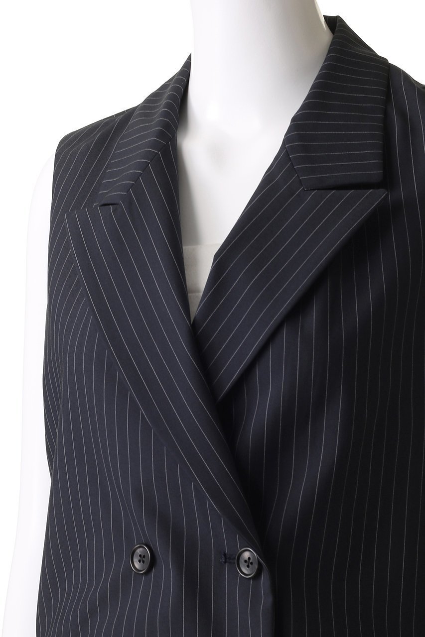 【エリオポール/heliopole】のクロップドテーラードベスト 人気、トレンドファッション・服の通販 founy(ファニー) 　ファッション　Fashion　レディースファッション　Fashion for Women　アウター　Coat / Outerwear Collection　レディースジャケット・軽アウター　Jackets　おすすめ　Recommended / Our Picks　クロップド　Cropped, Short Length　クール　Cool, Chic　ジャケット　Jacket, Outerwear　ストライプ　Stripe, Striped Pattern　セットアップ　Set-Up, Coordinated Outfit　ドローストリング　Drawstring, Pull Cord　ベスト　Vest, Waistcoat　other-5|ID: prp329100004482975 ipo3291000000035923436