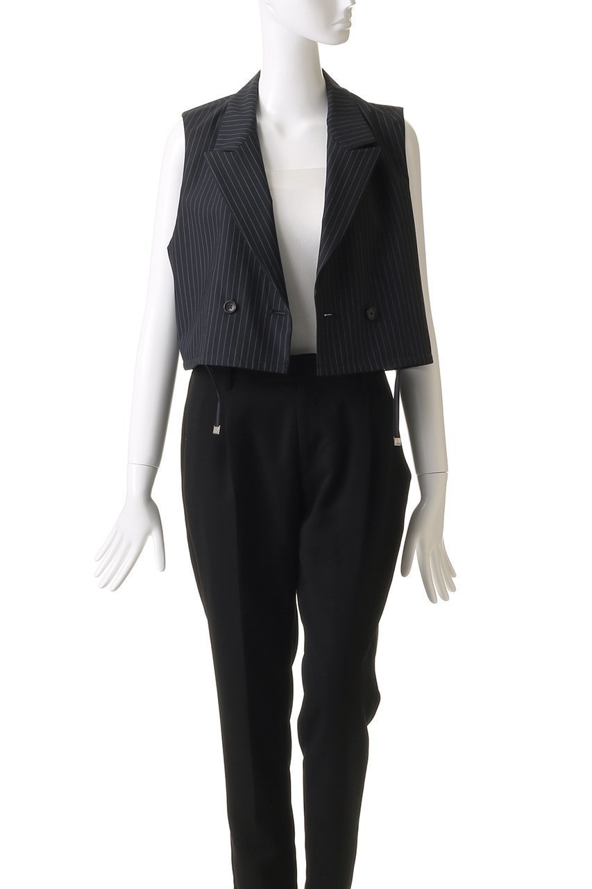 【エリオポール/heliopole】のクロップドテーラードベスト 人気、トレンドファッション・服の通販 founy(ファニー) 　ファッション　Fashion　レディースファッション　Fashion for Women　アウター　Coat / Outerwear Collection　レディースジャケット・軽アウター　Jackets　おすすめ　Recommended / Our Picks　クロップド　Cropped, Short Length　クール　Cool, Chic　ジャケット　Jacket, Outerwear　ストライプ　Stripe, Striped Pattern　セットアップ　Set-Up, Coordinated Outfit　ドローストリング　Drawstring, Pull Cord　ベスト　Vest, Waistcoat　other-8|ID: prp329100004482975 ipo3291000000035923439