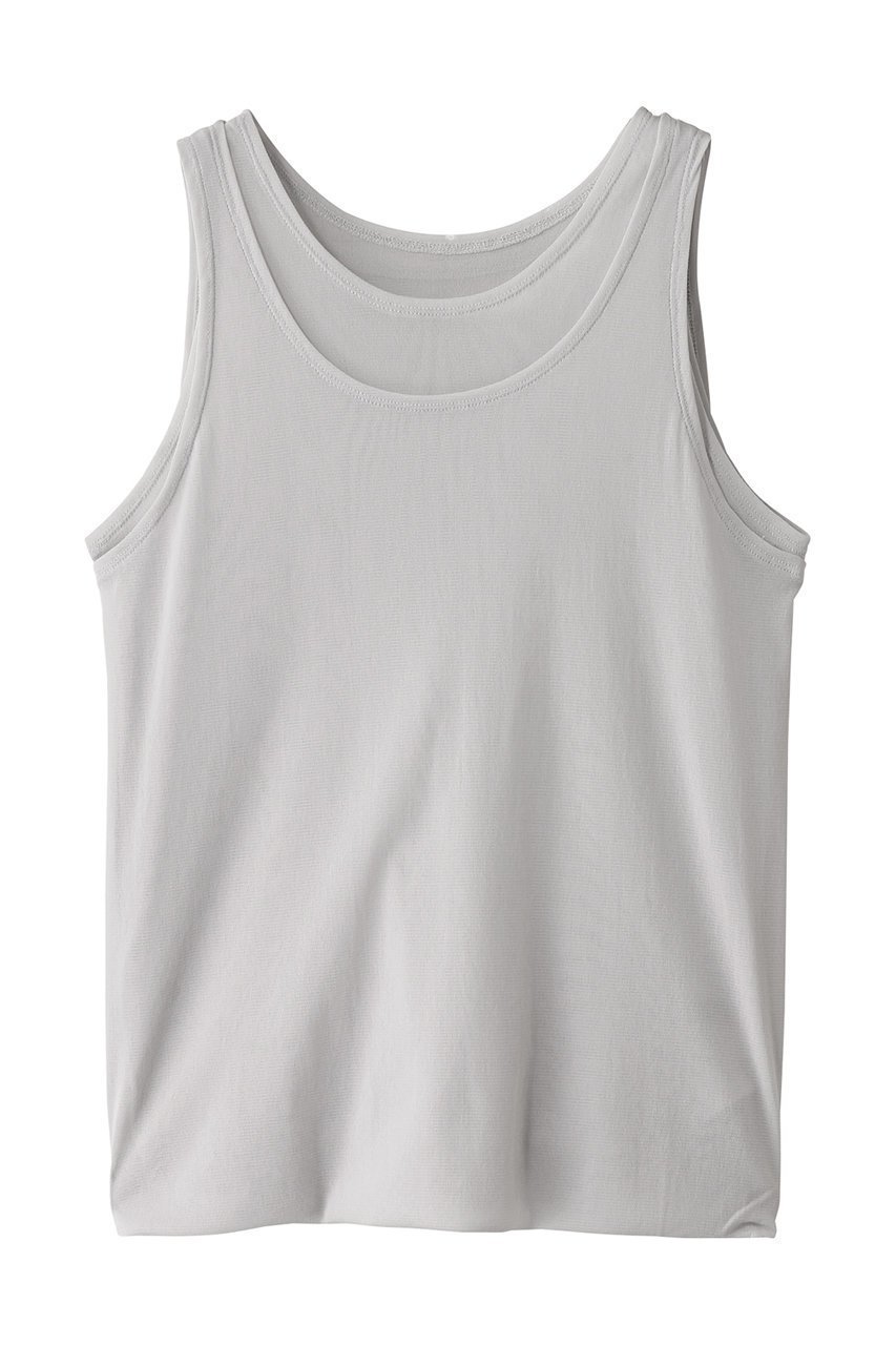 【エリオポール/heliopole】のダブルレイヤードチュールタンク インテリア・キッズ・メンズ・レディースファッション・服の通販 founy(ファニー) 　ファッション　Fashion　レディースファッション　Fashion for Women　トップス・カットソー　Cut & Sew Tops　キャミソール&ノースリーブ　Camisoles & Sleeveless Tops　シャツ・ブラウス・オフィスカジュアル　Elegant Blouses & Button-Ups　ロングTシャツ・Tシャツ　Longline T-Shirts & Tees　カットソー・ベーシックTシャツ　Cut-and-Sewn Tops / Stretch Tees & Basics　おすすめ　Recommended / Our Picks　インナー　Innerwear　カットソー　Cut and Sewn Top　カーディガン　Cardigan, Knitwear　キャミソール　Camisole, Spaghetti Strap Top　コンパクト　Compact, Small Size　ジャケット　Jacket, Outerwear　タンク　Tank Top, Sleeveless Top　チュール　Tulip, Tulip Motif　バランス　Balance, Style Balance　再入荷　Restock / Back in Stock　ライトグレー|ID: prp329100004482976 ipo3291000000035053484