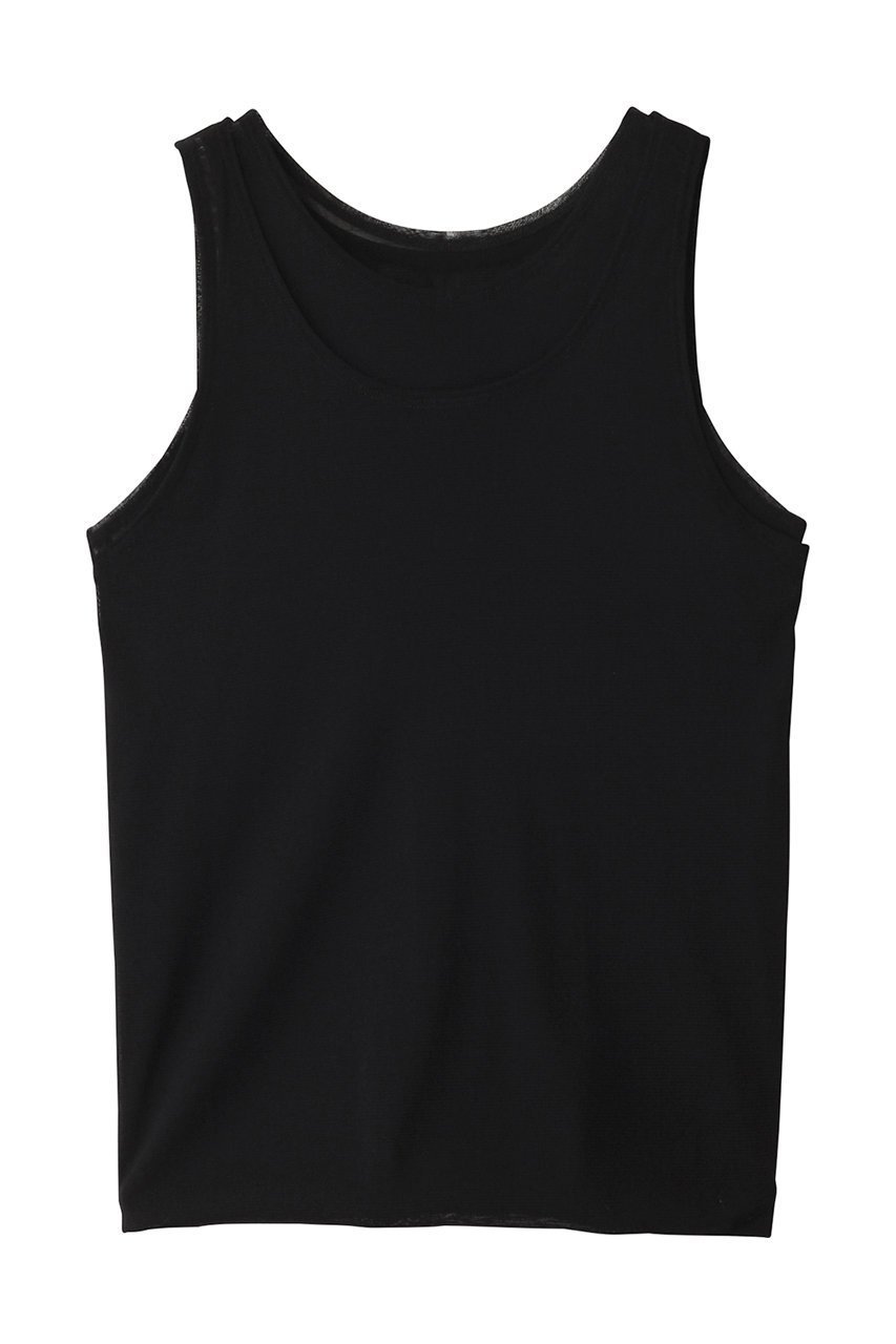 【エリオポール/heliopole】のダブルレイヤードチュールタンク インテリア・キッズ・メンズ・レディースファッション・服の通販 founy(ファニー) 　ファッション　Fashion　レディースファッション　Fashion for Women　トップス・カットソー　Cut & Sew Tops　キャミソール&ノースリーブ　Camisoles & Sleeveless Tops　シャツ・ブラウス・オフィスカジュアル　Elegant Blouses & Button-Ups　ロングTシャツ・Tシャツ　Longline T-Shirts & Tees　カットソー・ベーシックTシャツ　Cut-and-Sewn Tops / Stretch Tees & Basics　おすすめ　Recommended / Our Picks　インナー　Innerwear　カットソー　Cut and Sewn Top　カーディガン　Cardigan, Knitwear　キャミソール　Camisole, Spaghetti Strap Top　コンパクト　Compact, Small Size　ジャケット　Jacket, Outerwear　タンク　Tank Top, Sleeveless Top　チュール　Tulip, Tulip Motif　バランス　Balance, Style Balance　再入荷　Restock / Back in Stock　ブラック|ID: prp329100004482976 ipo3291000000035053485