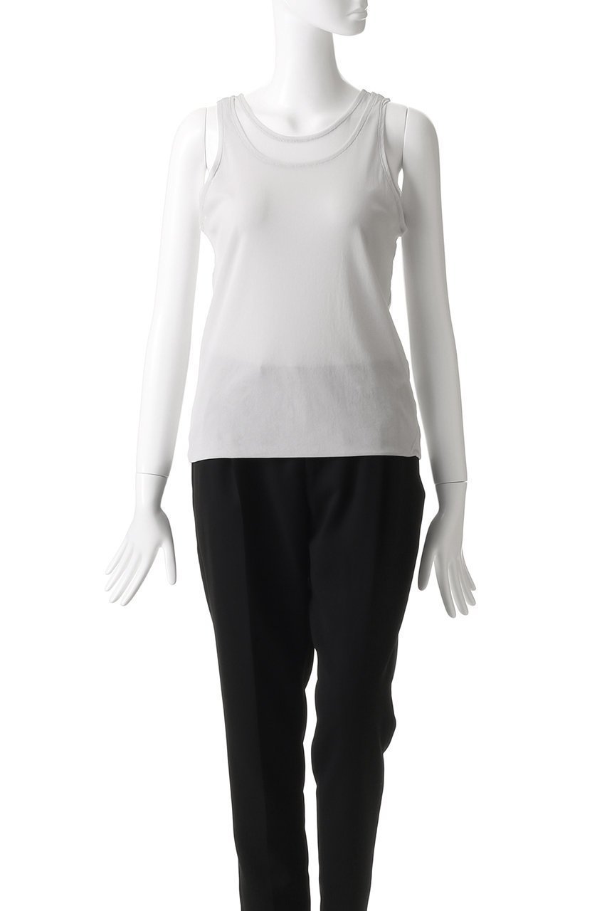 【エリオポール/heliopole】のダブルレイヤードチュールタンク 人気、トレンドファッション・服の通販 founy(ファニー) 　ファッション　Fashion　レディースファッション　Fashion for Women　トップス・カットソー　Cut & Sew Tops　キャミソール&ノースリーブ　Camisoles & Sleeveless Tops　シャツ・ブラウス・オフィスカジュアル　Elegant Blouses & Button-Ups　ロングTシャツ・Tシャツ　Longline T-Shirts & Tees　カットソー・ベーシックTシャツ　Cut-and-Sewn Tops / Stretch Tees & Basics　おすすめ　Recommended / Our Picks　インナー　Innerwear　カットソー　Cut and Sewn Top　カーディガン　Cardigan, Knitwear　キャミソール　Camisole, Spaghetti Strap Top　コンパクト　Compact, Small Size　ジャケット　Jacket, Outerwear　タンク　Tank Top, Sleeveless Top　チュール　Tulip, Tulip Motif　バランス　Balance, Style Balance　再入荷　Restock / Back in Stock　other-2|ID: prp329100004482976 ipo3291000000035053486