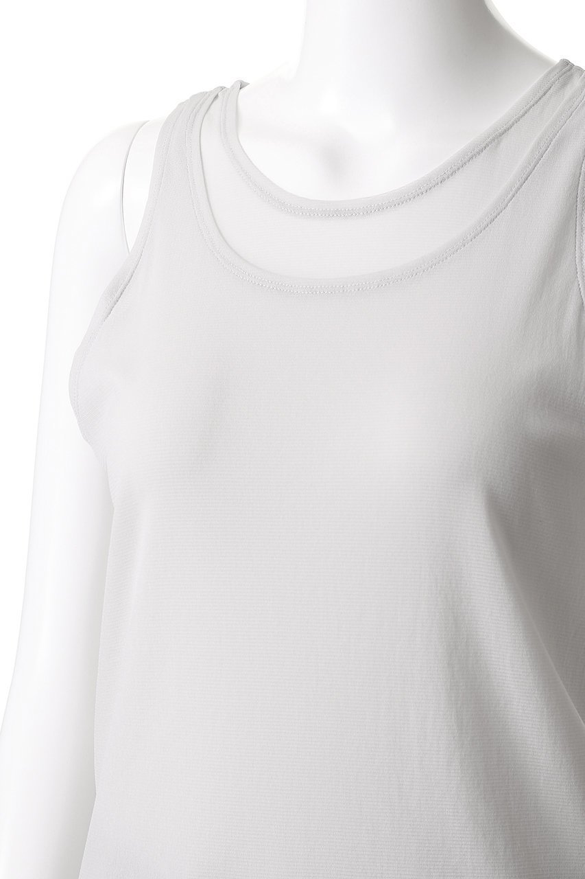 【エリオポール/heliopole】のダブルレイヤードチュールタンク 人気、トレンドファッション・服の通販 founy(ファニー) 　ファッション　Fashion　レディースファッション　Fashion for Women　トップス・カットソー　Cut & Sew Tops　キャミソール&ノースリーブ　Camisoles & Sleeveless Tops　シャツ・ブラウス・オフィスカジュアル　Elegant Blouses & Button-Ups　ロングTシャツ・Tシャツ　Longline T-Shirts & Tees　カットソー・ベーシックTシャツ　Cut-and-Sewn Tops / Stretch Tees & Basics　おすすめ　Recommended / Our Picks　インナー　Innerwear　カットソー　Cut and Sewn Top　カーディガン　Cardigan, Knitwear　キャミソール　Camisole, Spaghetti Strap Top　コンパクト　Compact, Small Size　ジャケット　Jacket, Outerwear　タンク　Tank Top, Sleeveless Top　チュール　Tulip, Tulip Motif　バランス　Balance, Style Balance　再入荷　Restock / Back in Stock　other-5|ID: prp329100004482976 ipo3291000000035053489