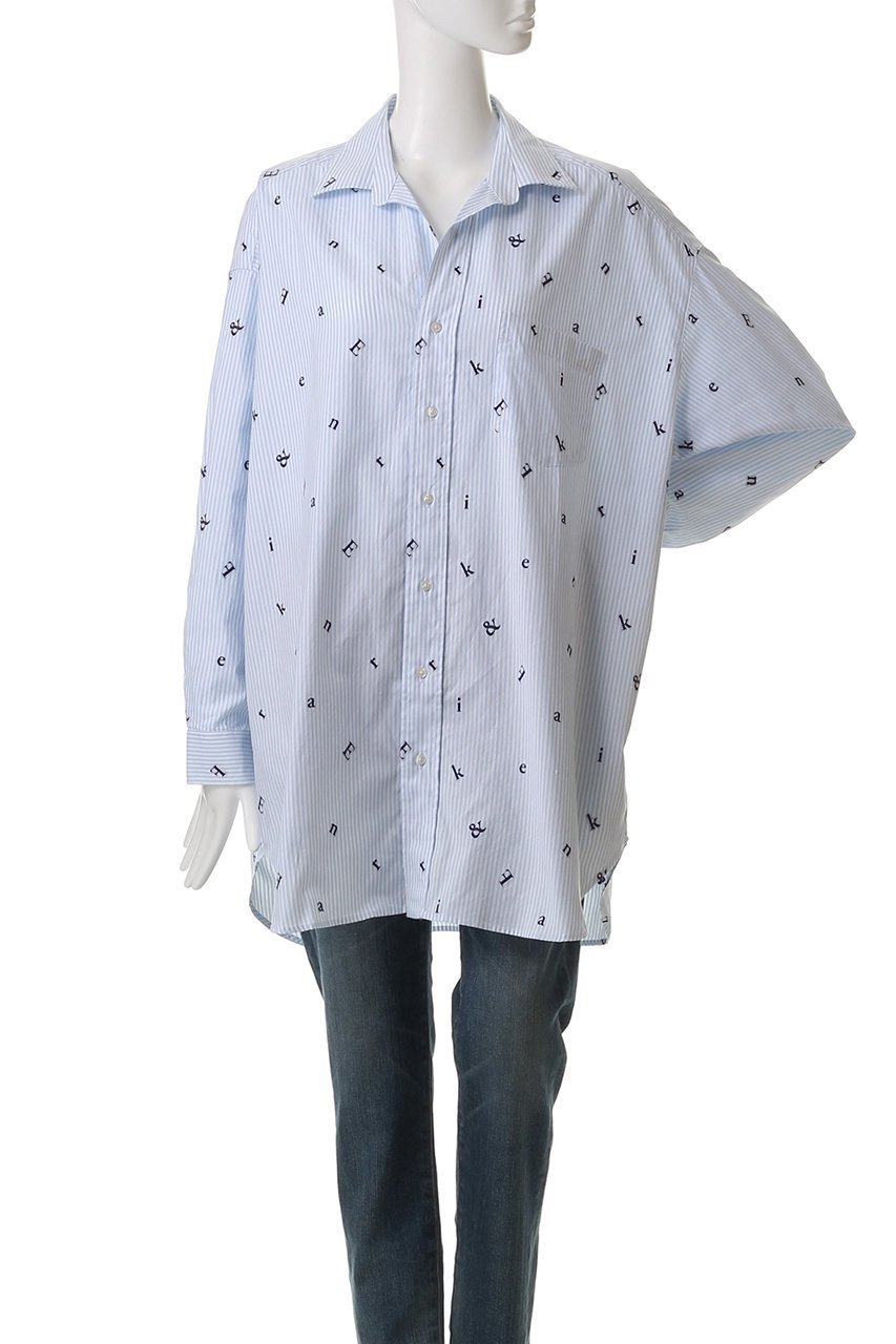 【フランク&アイリーン/Frank&Eileen】のMACKENZIE イタリアンコットン レター×ストライプビッグシャツ 人気、トレンドファッション・服の通販 founy(ファニー) 　ファッション　Fashion　レディースファッション　Fashion for Women　トップス・カットソー　Cut & Sew Tops　シャツ・ブラウス・オフィスカジュアル　Elegant Blouses & Button-Ups　ストライプ　Stripe, Striped Pattern　スリーブ　Sleeve, Long Sleeve / Short Sleeve　ビッグ　Big, Oversized　ロング　Long, Long-Length　エレガント 上品　Elegant　other-2|ID: prp329100004482978 ipo3291000000032838915