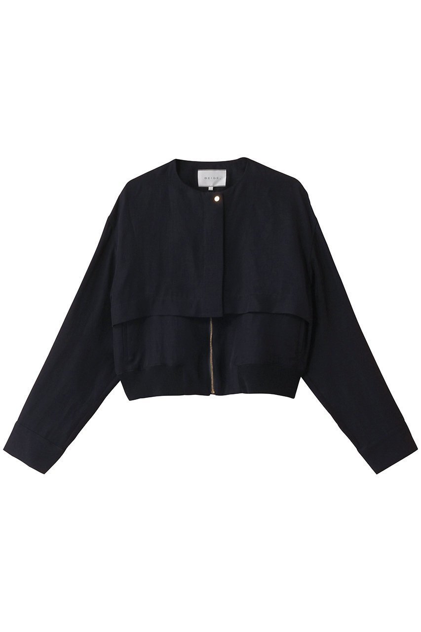 【ベイジ,/BEIGE,】のBERNARD(ベルナール)/リネンノーカラーラップブルゾン インテリア・キッズ・メンズ・レディースファッション・服の通販 founy(ファニー) 　ファッション　Fashion　レディースファッション　Fashion for Women　アウター　Coat / Outerwear Collection　レディースジャケット・軽アウター　Jackets　ブルゾンジャケット・スポーティアウター　Blouson Jackets　シンプル　Simple, Minimal　ジャケット　Jacket, Outerwear　バランス　Balance, Style Balance　フロント　Front, Front Design　ブルゾン　Blouson, Bomber Jacket　ラップ　Wrap, Wrap Design　リネン　Linen, Linen Fabric　夏　Summer　春　Spring　S/S・春夏　SS, Spring/Summer, Warm Season　Navy|ID: prp329100004482995 ipo3291000000032952898
