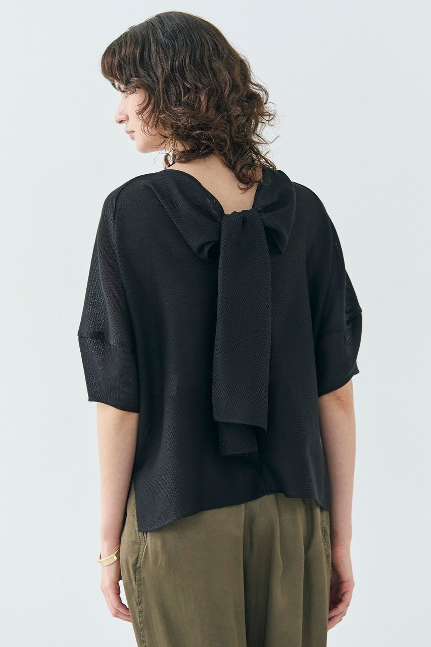 【ベイジ,/BEIGE,】のLIATRIS(リアトリス)/バックリボンハーフスリーブブラウス 人気、トレンドファッション・服の通販 founy(ファニー) 　ファッション　Fashion　レディースファッション　Fashion for Women　トップス・カットソー　Cut & Sew Tops　シャツ・ブラウス・オフィスカジュアル　Elegant Blouses & Button-Ups　シアー　Sheer, See-Through　ショート　Short, Short Length　スリーブ　Sleeve, Long Sleeve / Short Sleeve　フェミニン　Feminine, Girly　リボン　Ribbon, Bow　other-7|ID: prp329100004482996 ipo3291000000035746763