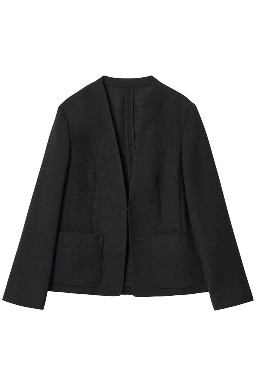 【アナイ/ANAYI】のカラミリネンライクノーカラー ジャケット インテリア・キッズ・メンズ・レディースファッション・服の通販 founy(ファニー) 　ファッション　Fashion　レディースファッション　Fashion for Women　アウター　Coat / Outerwear Collection　レディースジャケット・軽アウター　Jackets　ノーカラージャケット / シンプル上品コーデ　Collarless Jackets　ジャケット　Jacket, Outerwear　スマート　Smart, Elegant　リネン　Linen, Linen Fabric　ワイド　Wide, Wide Fit　夏　Summer　ブラック|ID: prp329100004483005 ipo3291000000032951641