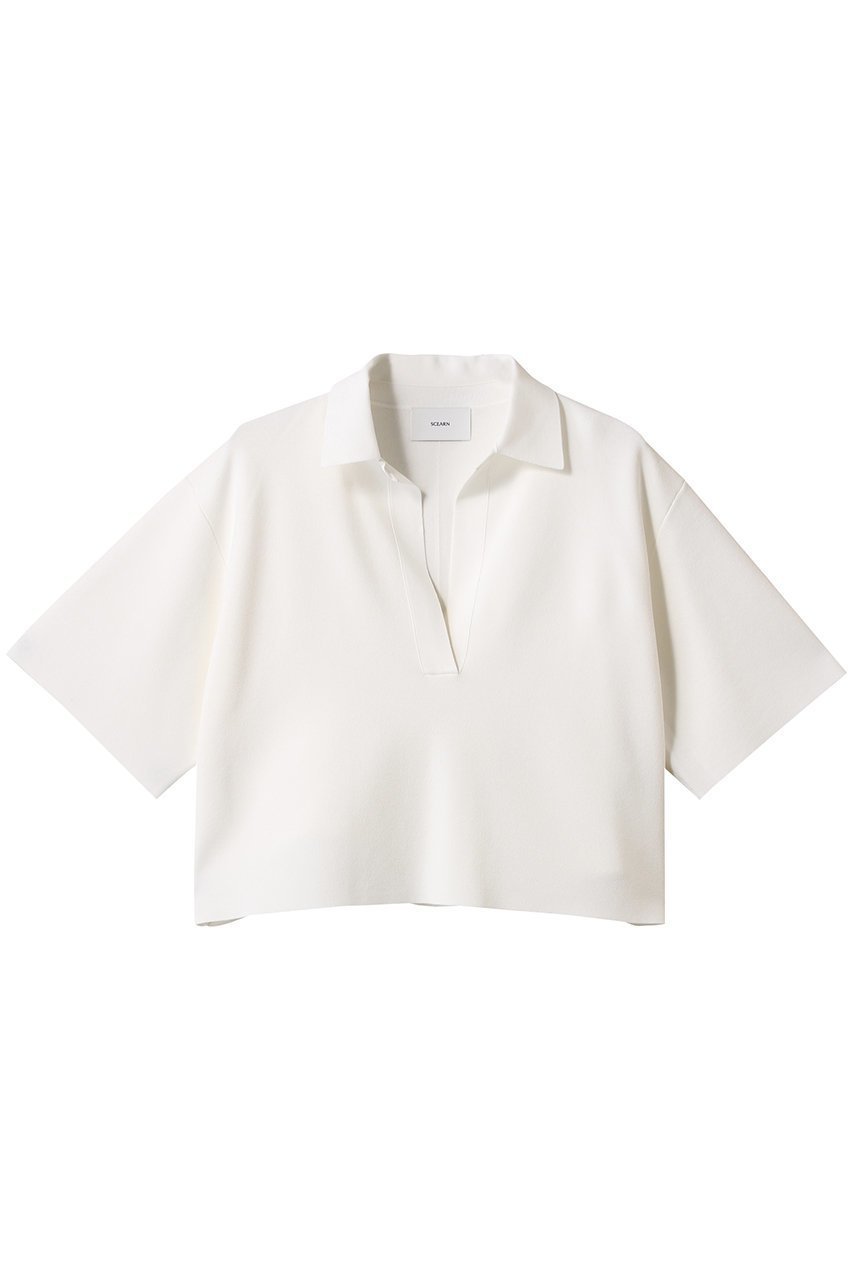 【セアン/SCEARN】のMAT SYNTHETIC ニット インテリア・キッズ・メンズ・レディースファッション・服の通販 founy(ファニー) 　ファッション　Fashion　レディースファッション　Fashion for Women　トップス・カットソー　Cut & Sew Tops　ニット　Knit Tops & Sweaters　カジュアルプルオーバー・ニットトップス　Pullovers & Knit Tops / Casual Pullovers　コンパクト　Compact, Small Size　フォルム　Silhouette, Form　半袖　Short Sleeve, Half Sleeve　ECRU|ID: prp329100004483018 ipo3291000000032929810