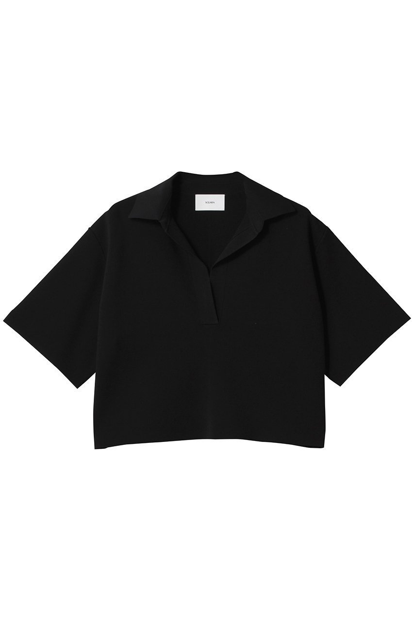 【セアン/SCEARN】のMAT SYNTHETIC ニット インテリア・キッズ・メンズ・レディースファッション・服の通販 founy(ファニー) 　ファッション　Fashion　レディースファッション　Fashion for Women　トップス・カットソー　Cut & Sew Tops　ニット　Knit Tops & Sweaters　カジュアルプルオーバー・ニットトップス　Pullovers & Knit Tops / Casual Pullovers　コンパクト　Compact, Small Size　フォルム　Silhouette, Form　半袖　Short Sleeve, Half Sleeve　BLACK|ID: prp329100004483018 ipo3291000000032929817