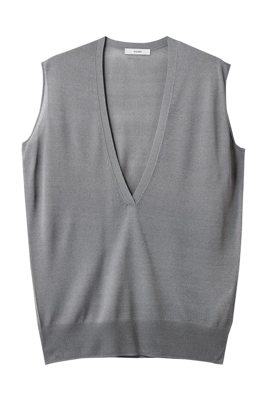 【セアン/SCEARN】のSILK ORGANDIE ディープVベックベスト インテリア・キッズ・メンズ・レディースファッション・服の通販 founy(ファニー) 　ファッション　Fashion　レディースファッション　Fashion for Women　トップス・カットソー　Cut & Sew Tops　ニット　Knit Tops & Sweaters　ベスト&ジレ / 重ね着スタイル　Vests & Gilets　カジュアルプルオーバー・ニットトップス　Pullovers & Knit Tops / Casual Pullovers　インナー　Innerwear　オーガンジー　Organza Fabric　シアー　Sheer, See-Through　シルク　Silk, 100% Silk　デコルテ　Décolleté, Neckline　ノースリーブ　Sleeveless, No-Sleeve　ベスト　Vest, Waistcoat　ボトム　Bottoms, Lower Wear　夏　Summer　GRAY|ID: prp329100004483019 ipo3291000000032929876