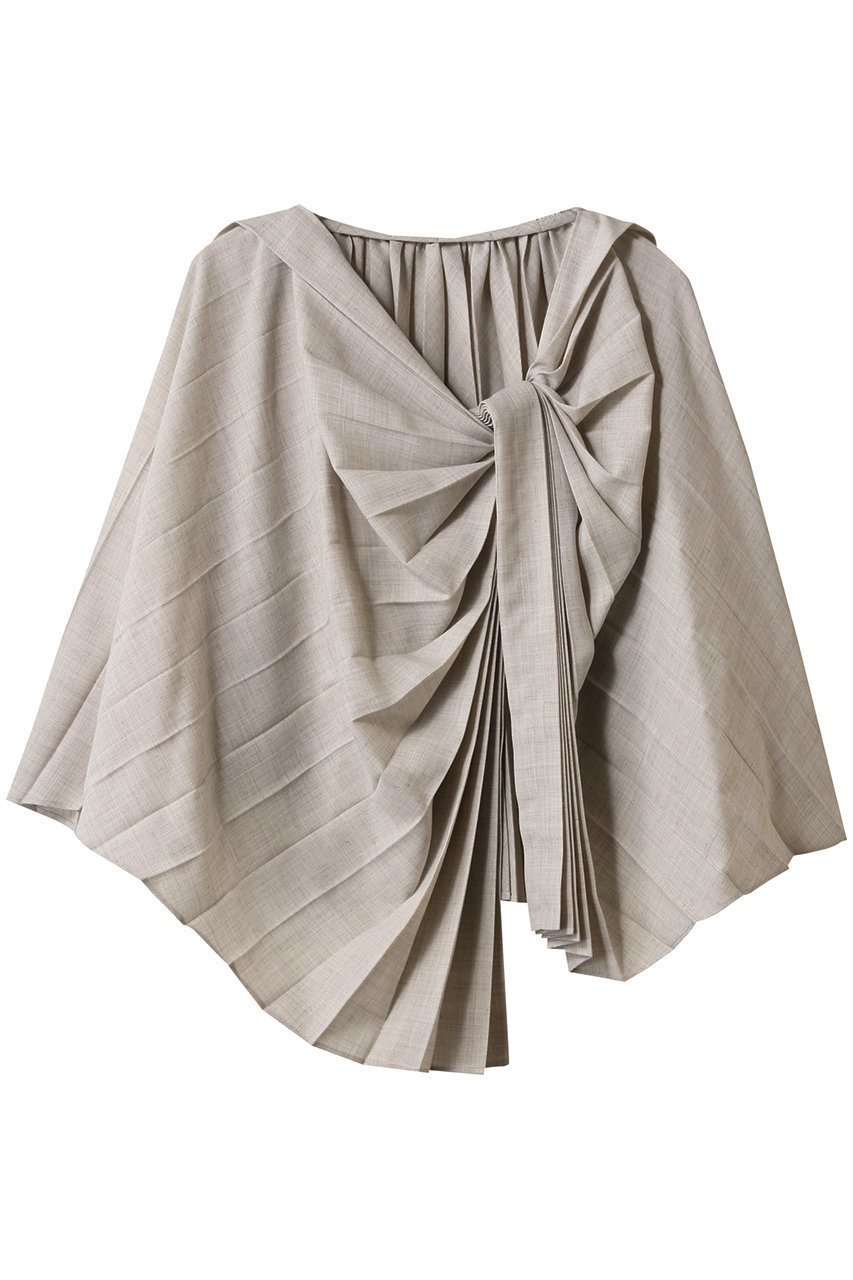 【セアン/SCEARN】のTEXTURED TWILL ブラウス/ケープ 人気、トレンドファッション・服の通販 founy(ファニー) 　ファッション　Fashion　レディースファッション　Fashion for Women　トップス・カットソー　Cut & Sew Tops　シャツ・ブラウス・オフィスカジュアル　Elegant Blouses & Button-Ups　ショート　Short, Short Length　スリーブ　Sleeve, Long Sleeve / Short Sleeve　ドレープ　Drape, Draping Fabric　フォルム　Silhouette, Form　フレア　Flare, Flared　プリーツ　Pleats, Pleated　 other-1|ID: prp329100004483025 ipo3291000000032840761