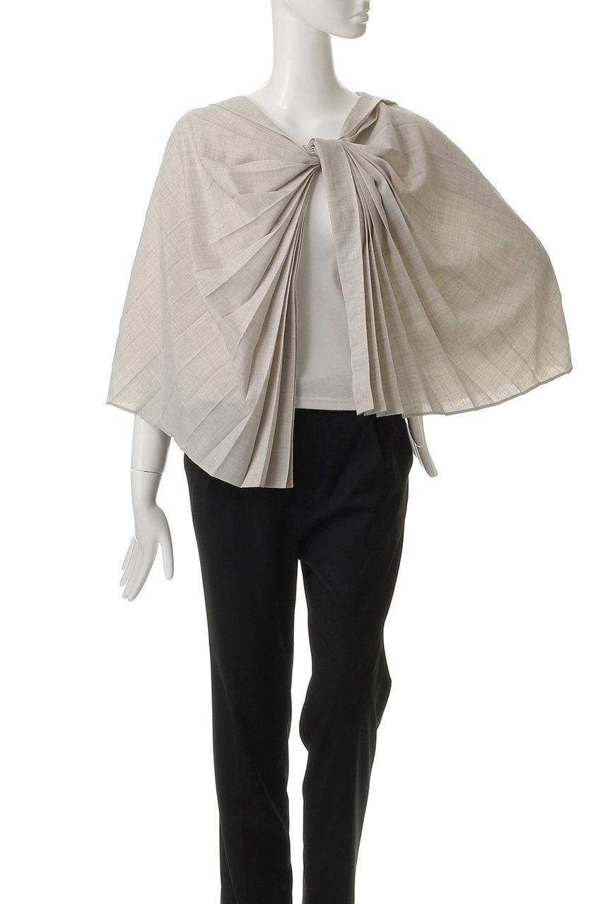 【セアン/SCEARN】のTEXTURED TWILL ブラウス/ケープ 人気、トレンドファッション・服の通販 founy(ファニー) 　ファッション　Fashion　レディースファッション　Fashion for Women　トップス・カットソー　Cut & Sew Tops　シャツ・ブラウス・オフィスカジュアル　Elegant Blouses & Button-Ups　ショート　Short, Short Length　スリーブ　Sleeve, Long Sleeve / Short Sleeve　ドレープ　Drape, Draping Fabric　フォルム　Silhouette, Form　フレア　Flare, Flared　プリーツ　Pleats, Pleated　other-2|ID: prp329100004483025 ipo3291000000032840771