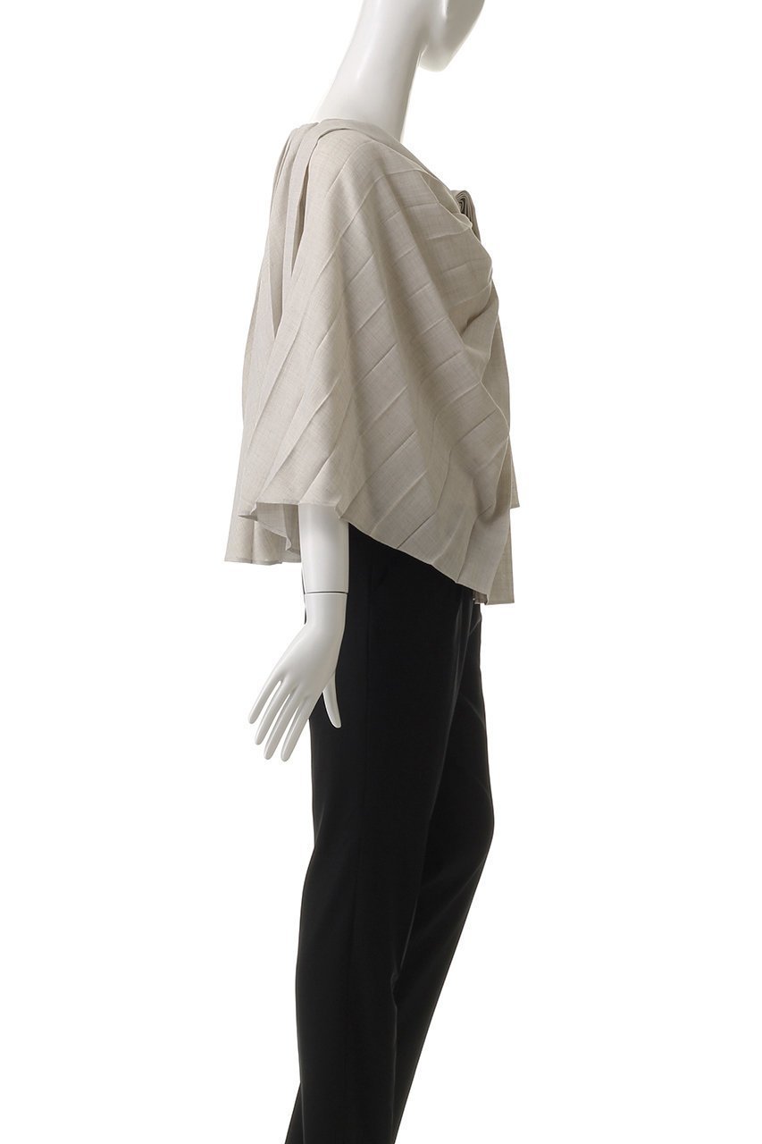 【セアン/SCEARN】のTEXTURED TWILL ブラウス/ケープ 人気、トレンドファッション・服の通販 founy(ファニー) 　ファッション　Fashion　レディースファッション　Fashion for Women　トップス・カットソー　Cut & Sew Tops　シャツ・ブラウス・オフィスカジュアル　Elegant Blouses & Button-Ups　ショート　Short, Short Length　スリーブ　Sleeve, Long Sleeve / Short Sleeve　ドレープ　Drape, Draping Fabric　フォルム　Silhouette, Form　フレア　Flare, Flared　プリーツ　Pleats, Pleated　other-3|ID: prp329100004483025 ipo3291000000032840775