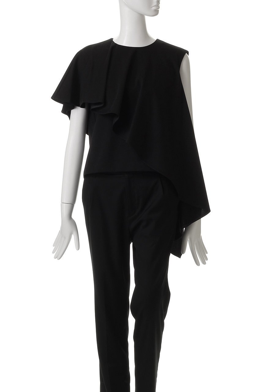 【エステータ/esteta】のファインダブルジャージーラッフルデザインカットソー 人気、トレンドファッション・服の通販 founy(ファニー) 　ファッション　Fashion　レディースファッション　Fashion for Women　トップス・カットソー　Cut & Sew Tops　シャツ・ブラウス・オフィスカジュアル　Elegant Blouses & Button-Ups　ロングTシャツ・Tシャツ　Longline T-Shirts & Tees　カットソー・ベーシックTシャツ　Cut-and-Sewn Tops / Stretch Tees & Basics　アシンメトリー　Asymmetrical Style　ショート　Short, Short Length　スリーブ　Sleeve, Long Sleeve / Short Sleeve　エレガント 上品　Elegant　other-2|ID: prp329100004483031 ipo3291000000032854768