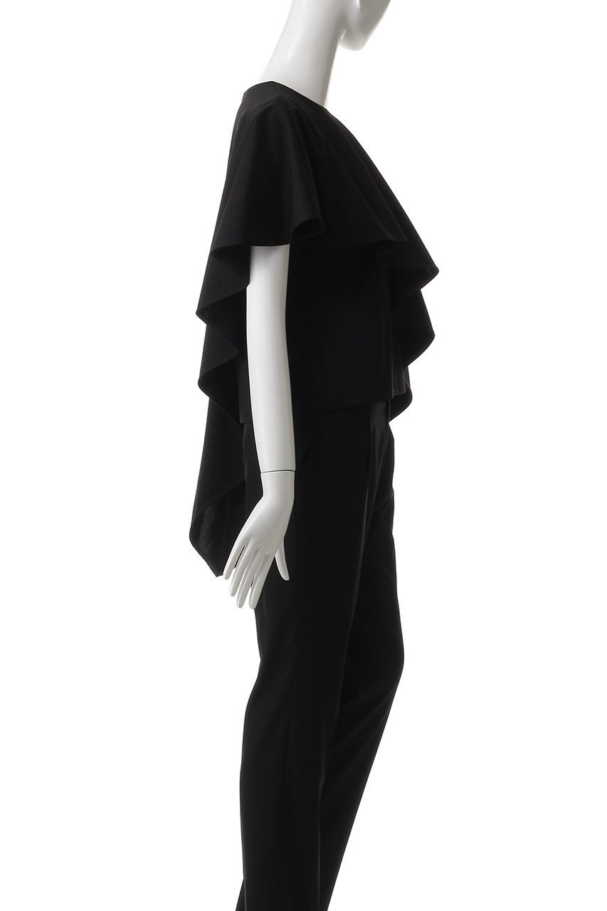【エステータ/esteta】のファインダブルジャージーラッフルデザインカットソー 人気、トレンドファッション・服の通販 founy(ファニー) 　ファッション　Fashion　レディースファッション　Fashion for Women　トップス・カットソー　Cut & Sew Tops　シャツ・ブラウス・オフィスカジュアル　Elegant Blouses & Button-Ups　ロングTシャツ・Tシャツ　Longline T-Shirts & Tees　カットソー・ベーシックTシャツ　Cut-and-Sewn Tops / Stretch Tees & Basics　アシンメトリー　Asymmetrical Style　ショート　Short, Short Length　スリーブ　Sleeve, Long Sleeve / Short Sleeve　エレガント 上品　Elegant　other-3|ID: prp329100004483031 ipo3291000000032854773