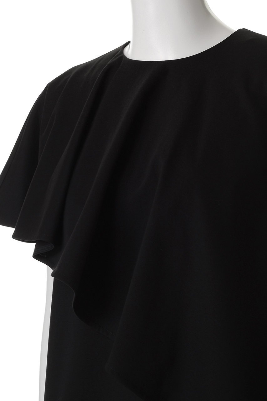 【エステータ/esteta】のファインダブルジャージーラッフルデザインカットソー 人気、トレンドファッション・服の通販 founy(ファニー) 　ファッション　Fashion　レディースファッション　Fashion for Women　トップス・カットソー　Cut & Sew Tops　シャツ・ブラウス・オフィスカジュアル　Elegant Blouses & Button-Ups　ロングTシャツ・Tシャツ　Longline T-Shirts & Tees　カットソー・ベーシックTシャツ　Cut-and-Sewn Tops / Stretch Tees & Basics　アシンメトリー　Asymmetrical Style　ショート　Short, Short Length　スリーブ　Sleeve, Long Sleeve / Short Sleeve　エレガント 上品　Elegant　other-5|ID: prp329100004483031 ipo3291000000032854781