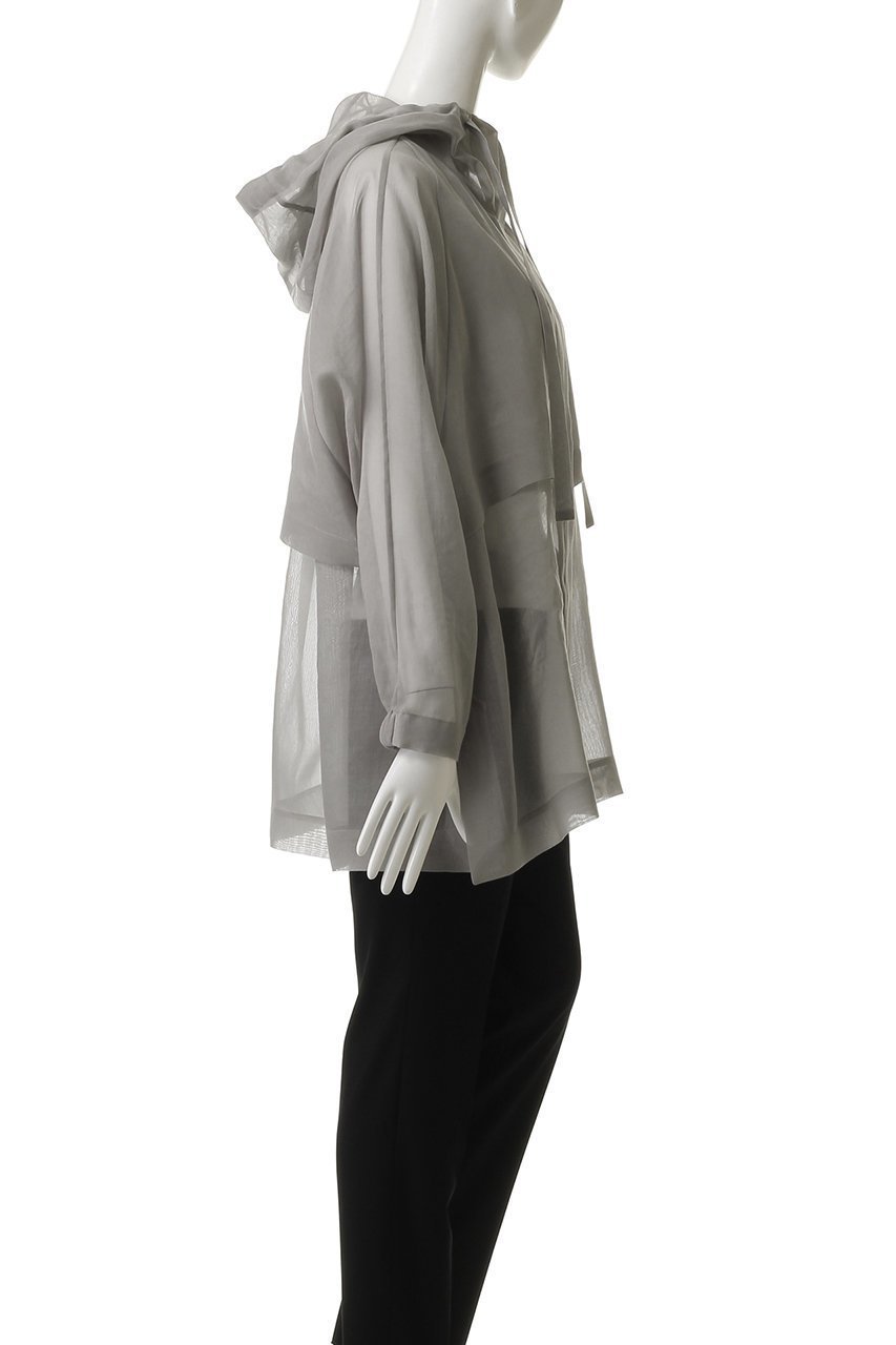 【エブール/ebure】のソフトオーガンジー フーディー 人気、トレンドファッション・服の通販 founy(ファニー) 　ファッション　Fashion　レディースファッション　Fashion for Women　アウター　Coat / Outerwear Collection　レディースジャケット・軽アウター　Jackets　ブルゾンジャケット・スポーティアウター　Blouson Jackets　オーガンジー　Organza Fabric　ジャケット　Jacket, Outerwear　スリット　Slit, Slit Detail　フォルム　Silhouette, Form　ブルゾン　Blouson, Bomber Jacket　other-3|ID: prp329100004483036 ipo3291000000032954065