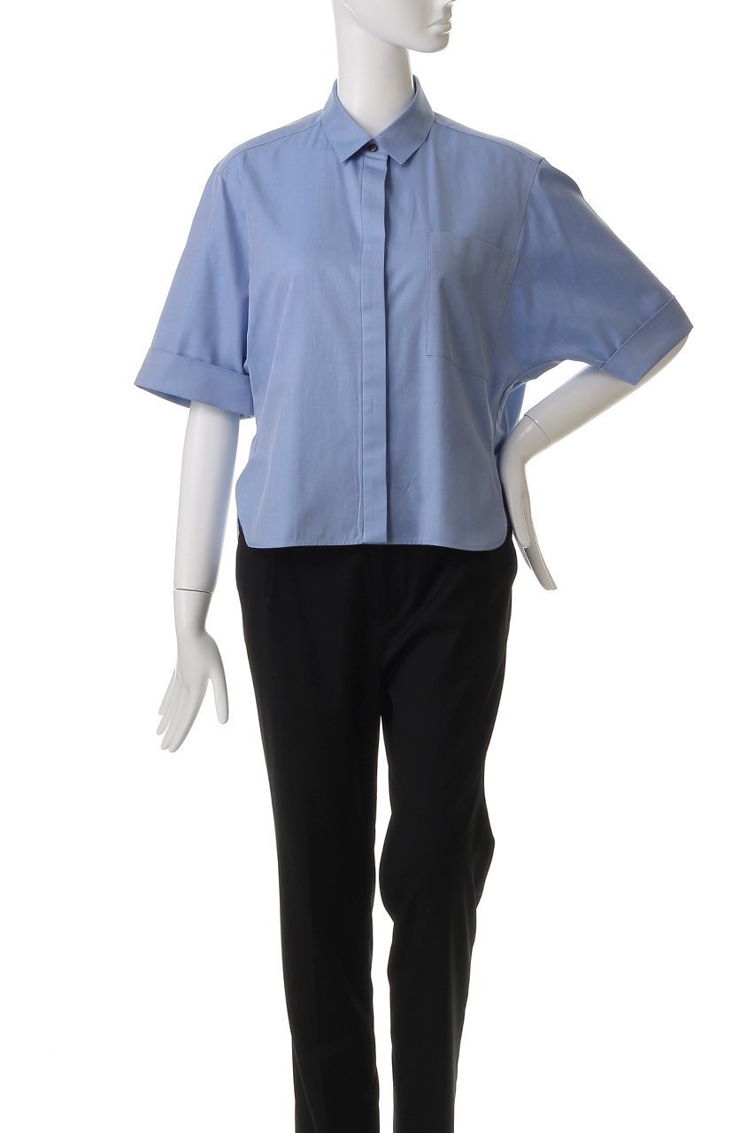 【エブール/ebure】のコットンヘリンボーン ハーフスリーブシャツ 人気、トレンドファッション・服の通販 founy(ファニー) 　ファッション　Fashion　レディースファッション　Fashion for Women　トップス・カットソー　Cut & Sew Tops　シャツ・ブラウス・オフィスカジュアル　Elegant Blouses & Button-Ups　おすすめ　Recommended / Our Picks　ショート　Short, Short Length　スリーブ　Sleeve, Long Sleeve / Short Sleeve　セットアップ　Set-Up, Coordinated Outfit　バランス　Balance, Style Balance　マニッシュ　Mannish, Boyish　半袖　Short Sleeve, Half Sleeve　other-2|ID: prp329100004483043 ipo3291000000032786585