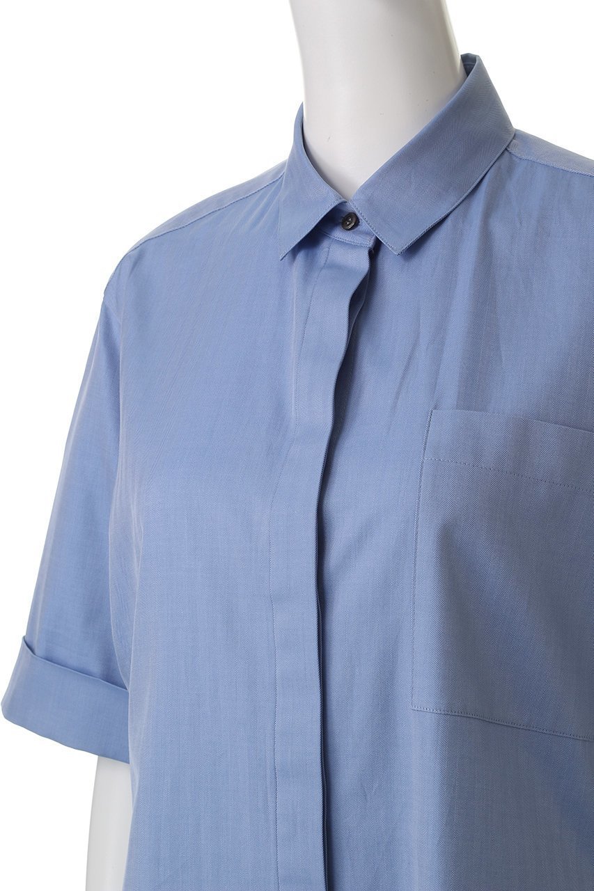 【エブール/ebure】のコットンヘリンボーン ハーフスリーブシャツ 人気、トレンドファッション・服の通販 founy(ファニー) 　ファッション　Fashion　レディースファッション　Fashion for Women　トップス・カットソー　Cut & Sew Tops　シャツ・ブラウス・オフィスカジュアル　Elegant Blouses & Button-Ups　おすすめ　Recommended / Our Picks　ショート　Short, Short Length　スリーブ　Sleeve, Long Sleeve / Short Sleeve　セットアップ　Set-Up, Coordinated Outfit　バランス　Balance, Style Balance　マニッシュ　Mannish, Boyish　半袖　Short Sleeve, Half Sleeve　other-5|ID: prp329100004483043 ipo3291000000032786592