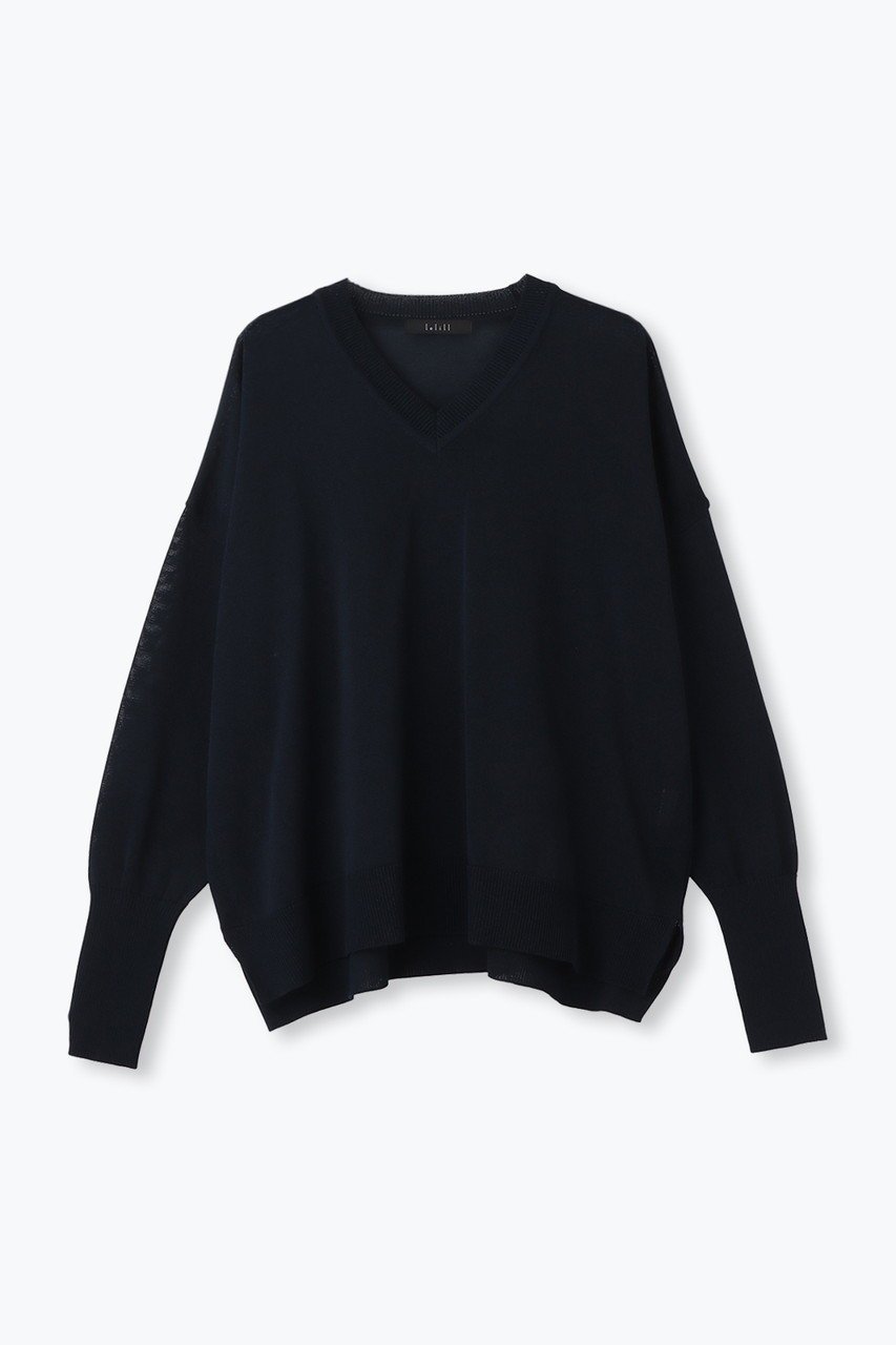 【レリル/lelill】の【日本製】ワイドV PO インテリア・キッズ・メンズ・レディースファッション・服の通販 founy(ファニー) 　ファッション　Fashion　レディースファッション　Fashion for Women　トップス・カットソー　Cut & Sew Tops　ニット　Knit Tops & Sweaters　カジュアルプルオーバー・ニットトップス　Pullovers & Knit Tops / Casual Pullovers　ニットソー　Knit-Sewn, Cut & Sew Knit　ベーシック　Basic, Essential　ワイド　Wide, Wide Fit　夏　Summer　定番　Standard, Basic Item　抗菌　Antibacterial, Bacteria-Resistant　日本製　Made In Japan　ネイビー|ID: prp329100004483047 ipo3291000000032953169