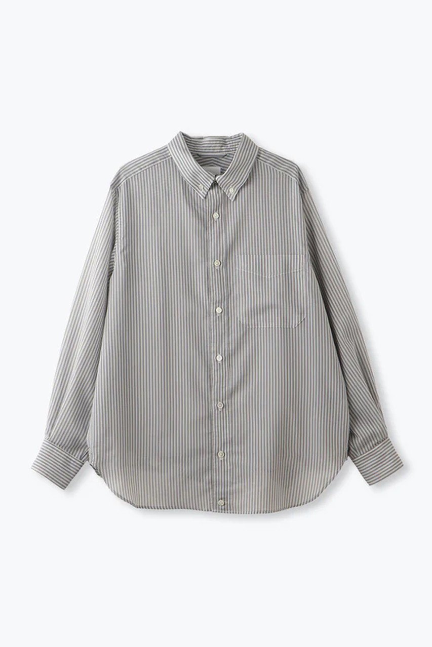 【レリル/lelill】のパターンシアーBDシャツ インテリア・キッズ・メンズ・レディースファッション・服の通販 founy(ファニー) 　ファッション　Fashion　レディースファッション　Fashion for Women　トップス・カットソー　Cut & Sew Tops　シャツ・ブラウス・オフィスカジュアル　Elegant Blouses & Button-Ups　スリーブ　Sleeve, Long Sleeve / Short Sleeve　チェック　Check, Plaid, Tartan　トレンド　Trend, Trending Now　ロング　Long, Long-Length　グレー|ID: prp329100004483049 ipo3291000000032872191