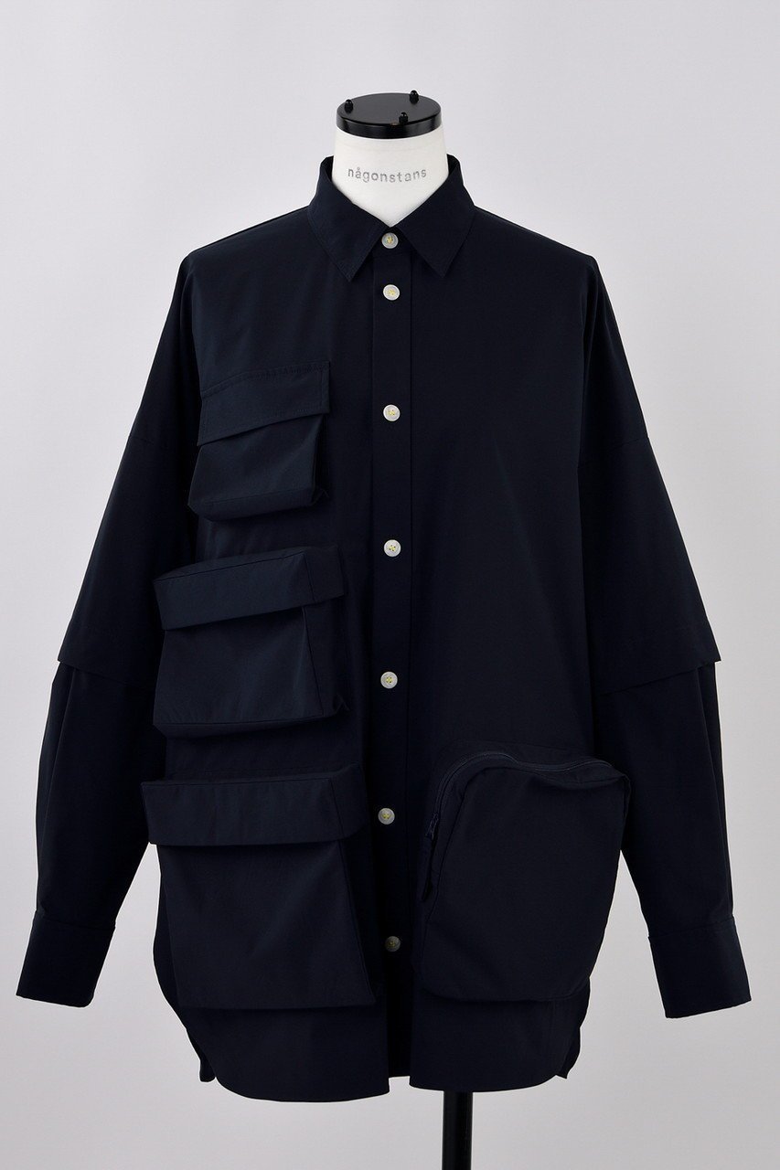 【ナゴンスタンス/nagonstans】のSOLOTEX 2Way Technical SH/シャツ インテリア・キッズ・メンズ・レディースファッション・服の通販 founy(ファニー) 　ファッション　Fashion　レディースファッション　WOMEN　トップス・カットソー　Tops/Tshirt　シャツ/ブラウス　Shirts/Blouses　ジャケット　Jacket　スリーブ　Sleeve　ポケット　Pocket　リラックス　Relax　ロング　Long　Space|ID: prp329100004485132 ipo3291000000031615694