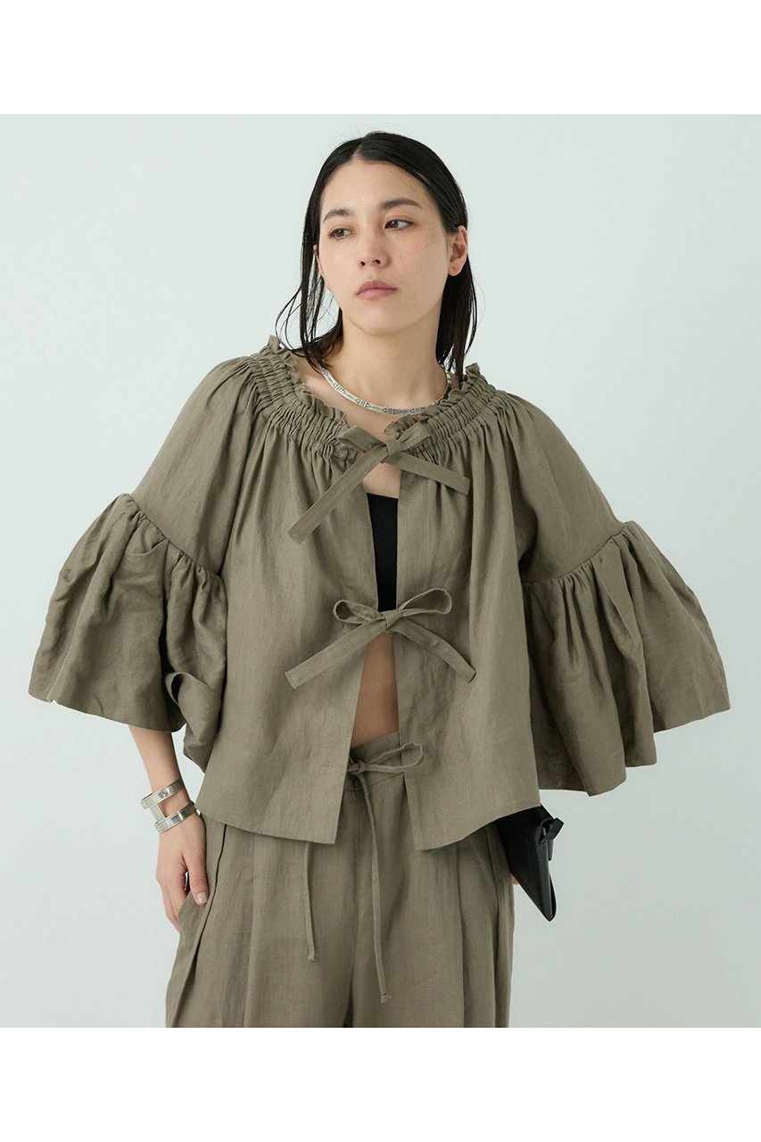【カオス/Chaos】のアガサチャンパカブラウス インテリア・キッズ・メンズ・レディースファッション・服の通販 founy(ファニー) 　ファッション　Fashion　レディースファッション　Fashion for Women　トップス・カットソー　Cut & Sew Tops　シャツ・ブラウス・オフィスカジュアル　Elegant Blouses & Button-Ups　キャンバス　Canvas, Canvas Fabric　シンプル　Simple, Minimal　スリーブ　Sleeve, Long Sleeve / Short Sleeve　デニム　Denim, Jeans Material　フランス　France, French　フリル　Frill, Ruffle　フレンチ　French, French Style　リネン　Linen, Linen Fabric　リボン　Ribbon, Bow　ロング　Long, Long-Length　ワッシャー　Washer, Crinkled Finish　再入荷　Restock / Back in Stock　吸水　Absorbent, Quick-Dry　夏　Summer　オリーブ|ID: prp329100004485191 ipo3291000000032794324