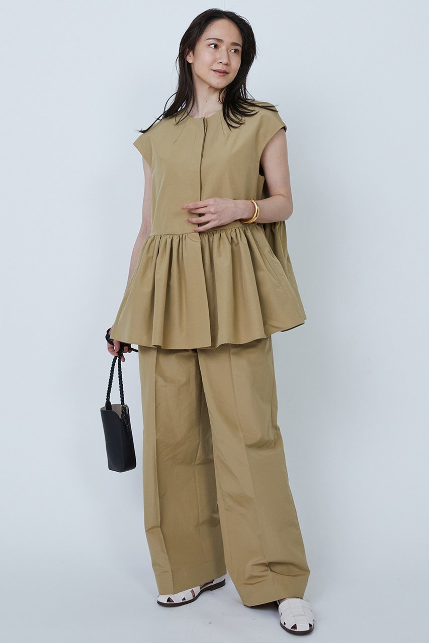 【プルミエ アロンディスモン/1er Arrondissement】のコットンナイロンタフタ2タックパンツ 人気、トレンドファッション・服の通販 founy(ファニー) 　ファッション　Fashion　レディースファッション　Ladies' Fashion Online　パンツ　Pants　おすすめ　Recommend　ストレート　Straight　セットアップ　Set Up　ワイド　Wide　再入荷　Restock/Back In Stock/Re Arrival　other-5|ID: prp329100004485197 ipo3291000000031849927
