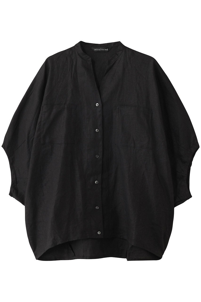 【ミズイロ インド/mizuiro ind】のlinen stand collar cocoon shirt シャツ インテリア・キッズ・メンズ・レディースファッション・服の通販 founy(ファニー) 　ファッション　Fashion　レディースファッション　Fashion for Women　トップス・カットソー　Cut & Sew Tops　シャツ・ブラウス・オフィスカジュアル　Elegant Blouses & Button-Ups　エアリー　Airy Texture　ショート　Short, Short Length　スタンド　Stand Collar, Upright Stand　スリーブ　Sleeve, Long Sleeve / Short Sleeve　リネン　Linen, Linen Fabric　夏　Summer　春　Spring　S/S・春夏　SS, Spring/Summer, Warm Season　black|ID: prp329100004485204 ipo3291000000031754293
