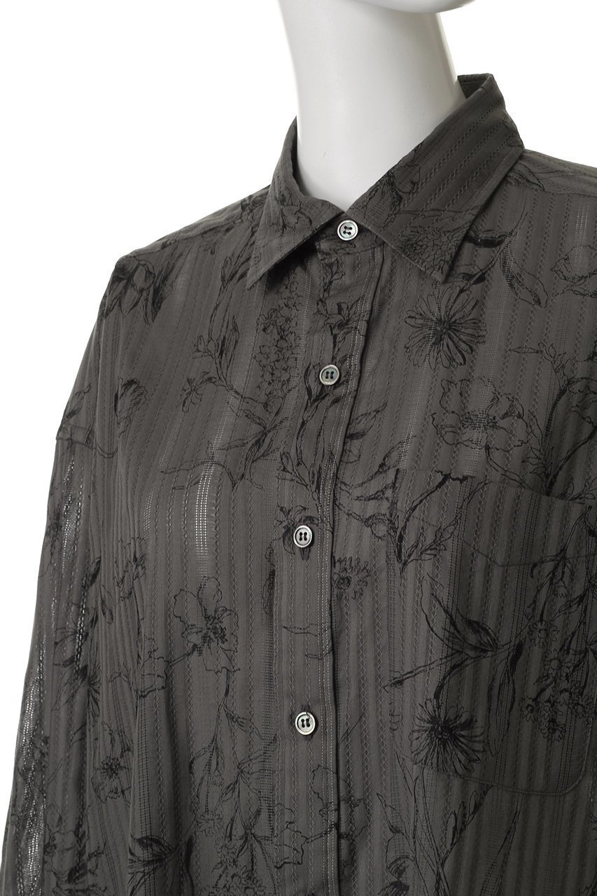 【ミディウミソリッド/MIDIUMISOLID】のprint regular collar big shirt.M シャツ 人気、トレンドファッション・服の通販 founy(ファニー) 　ファッション　Fashion　レディースファッション　Fashion for Women　トップス・カットソー　Cut & Sew Tops　シャツ・ブラウス・オフィスカジュアル　Elegant Blouses & Button-Ups　シアー　Sheer, See-Through　ストライプ　Stripe, Striped Pattern　スリーブ　Sleeve, Long Sleeve / Short Sleeve　ビッグ　Big, Oversized　フラワー　Flower, Floral　プリント　Print, Printed Pattern　ロング　Long, Long-Length　再入荷　Restock / Back in Stock　羽織　Haori, Light Jacket　other-5|ID: prp329100004485238 ipo3291000000032839579