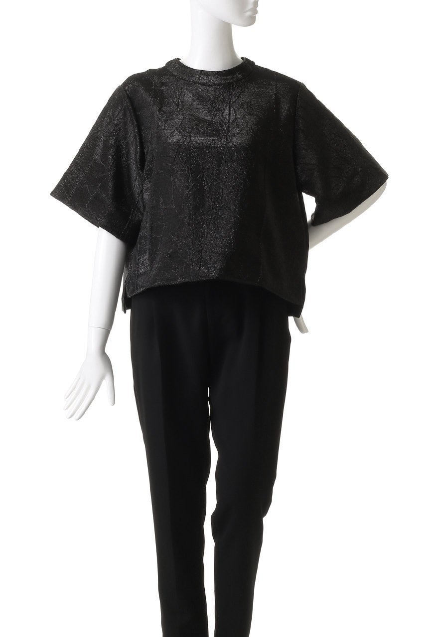 【ティーチ/TEECHI】のメタリックジャカードトップス 人気、トレンドファッション・服の通販 founy(ファニー) 　ファッション　Fashion　レディースファッション　Fashion for Women　トップス・カットソー　Cut & Sew Tops　シャツ・ブラウス・オフィスカジュアル　Elegant Blouses & Button-Ups　ロングTシャツ・Tシャツ　Longline T-Shirts & Tees　カットソー・ベーシックTシャツ　Cut-and-Sewn Tops / Stretch Tees & Basics　ショート　Short, Short Length　シンプル　Simple, Minimal　ジャカード／ジャガード　Jacquard, Woven Pattern　スリーブ　Sleeve, Long Sleeve / Short Sleeve　メタリック　Metallic, Shiny Finish　ワッシャー　Washer, Crinkled Finish　other-2|ID: prp329100004485288 ipo3291000000032852123