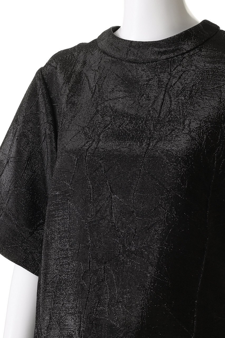 【ティーチ/TEECHI】のメタリックジャカードトップス 人気、トレンドファッション・服の通販 founy(ファニー) 　ファッション　Fashion　レディースファッション　Fashion for Women　トップス・カットソー　Cut & Sew Tops　シャツ・ブラウス・オフィスカジュアル　Elegant Blouses & Button-Ups　ロングTシャツ・Tシャツ　Longline T-Shirts & Tees　カットソー・ベーシックTシャツ　Cut-and-Sewn Tops / Stretch Tees & Basics　ショート　Short, Short Length　シンプル　Simple, Minimal　ジャカード／ジャガード　Jacquard, Woven Pattern　スリーブ　Sleeve, Long Sleeve / Short Sleeve　メタリック　Metallic, Shiny Finish　ワッシャー　Washer, Crinkled Finish　other-5|ID: prp329100004485288 ipo3291000000032852135