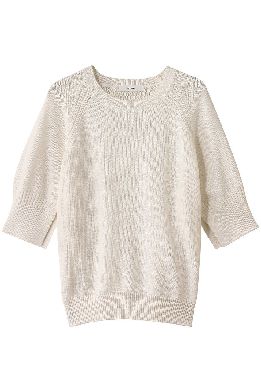 【エブール/ebure】のコットンフラットヤーン ハーフスリーブニットトップス 人気、トレンドファッション・服の通販 founy(ファニー) 　ファッション　Fashion　レディースファッション　Fashion for Women　トップス・カットソー　Cut & Sew Tops　ニット　Knit Tops & Sweaters　カジュアルプルオーバー・ニットトップス　Pullovers & Knit Tops / Casual Pullovers　カフス　Cuff Design　 other-1|ID: prp329100004486774 ipo3291000000032925213