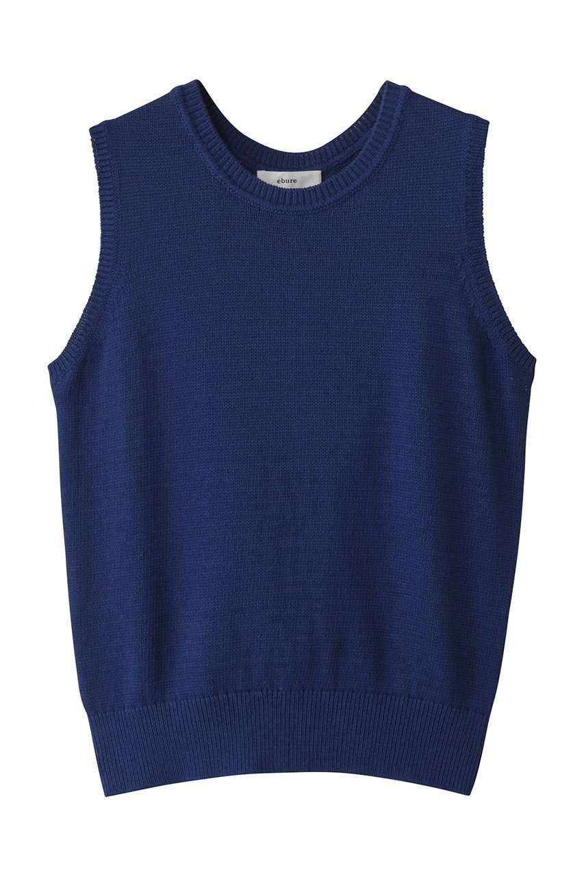【エブール/ebure】のコットンフラットヤーン ノースリーブニットトップス インテリア・キッズ・メンズ・レディースファッション・服の通販 founy(ファニー) 　ファッション　Fashion　レディースファッション　WOMEN　トップス・カットソー　Tops/Tshirt　ニット　Knit Tops　キャミソール / ノースリーブ　No Sleeves　プルオーバー　Pullover　ブラウジング　Browsing　ミドル　Middle　リラックス　Relax　ブルー|ID: prp329100004486775 ipo3291000000031629717
